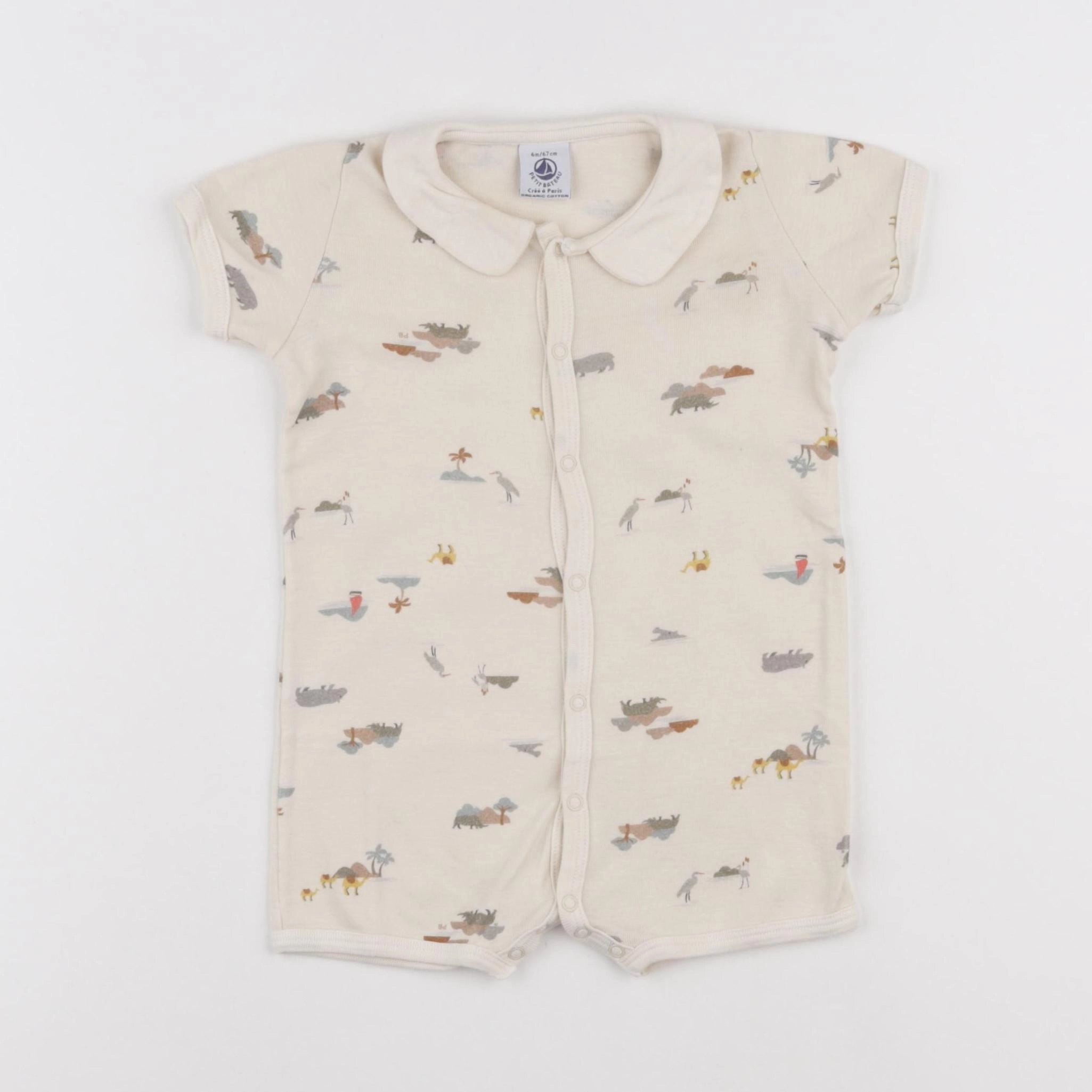 Petit Bateau - pyjama coton beige - 6 mois