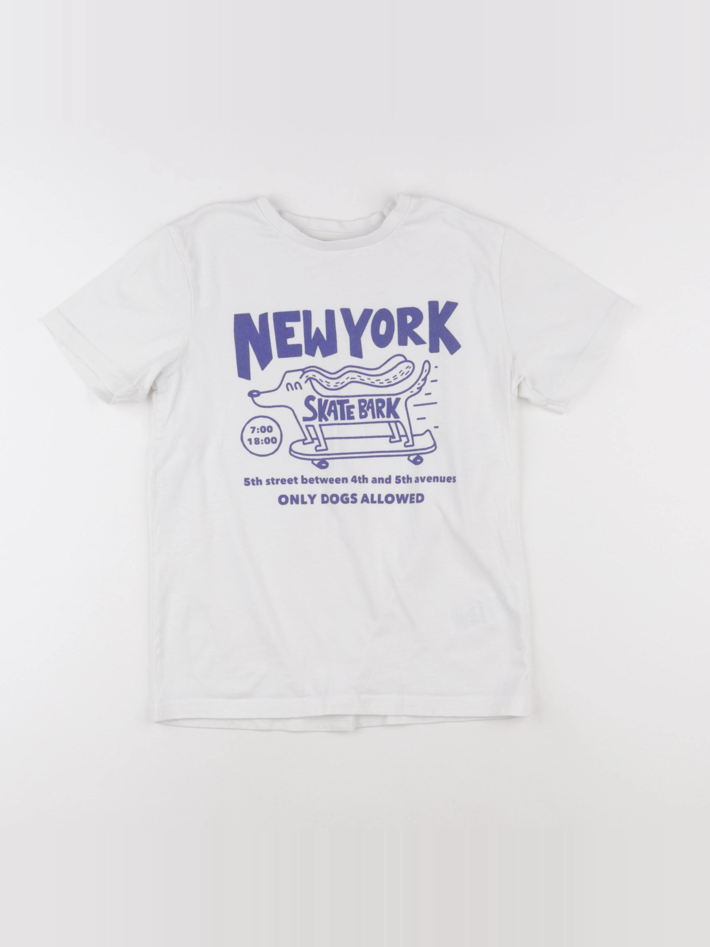 Vertbaudet - tee-shirt blanc, bleu - 12 ans