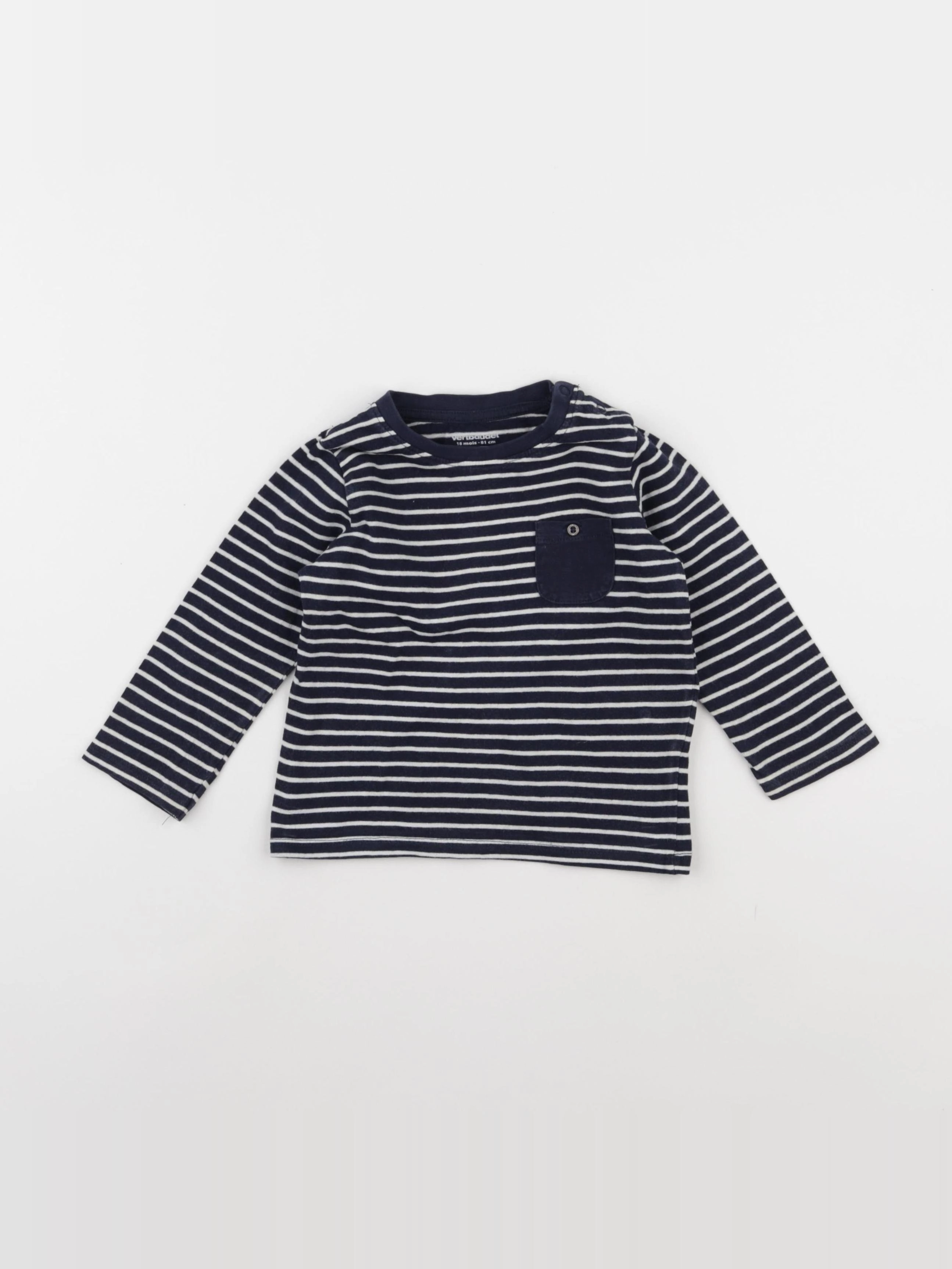 Vertbaudet - tee-shirt bleu, blanc - 18 mois