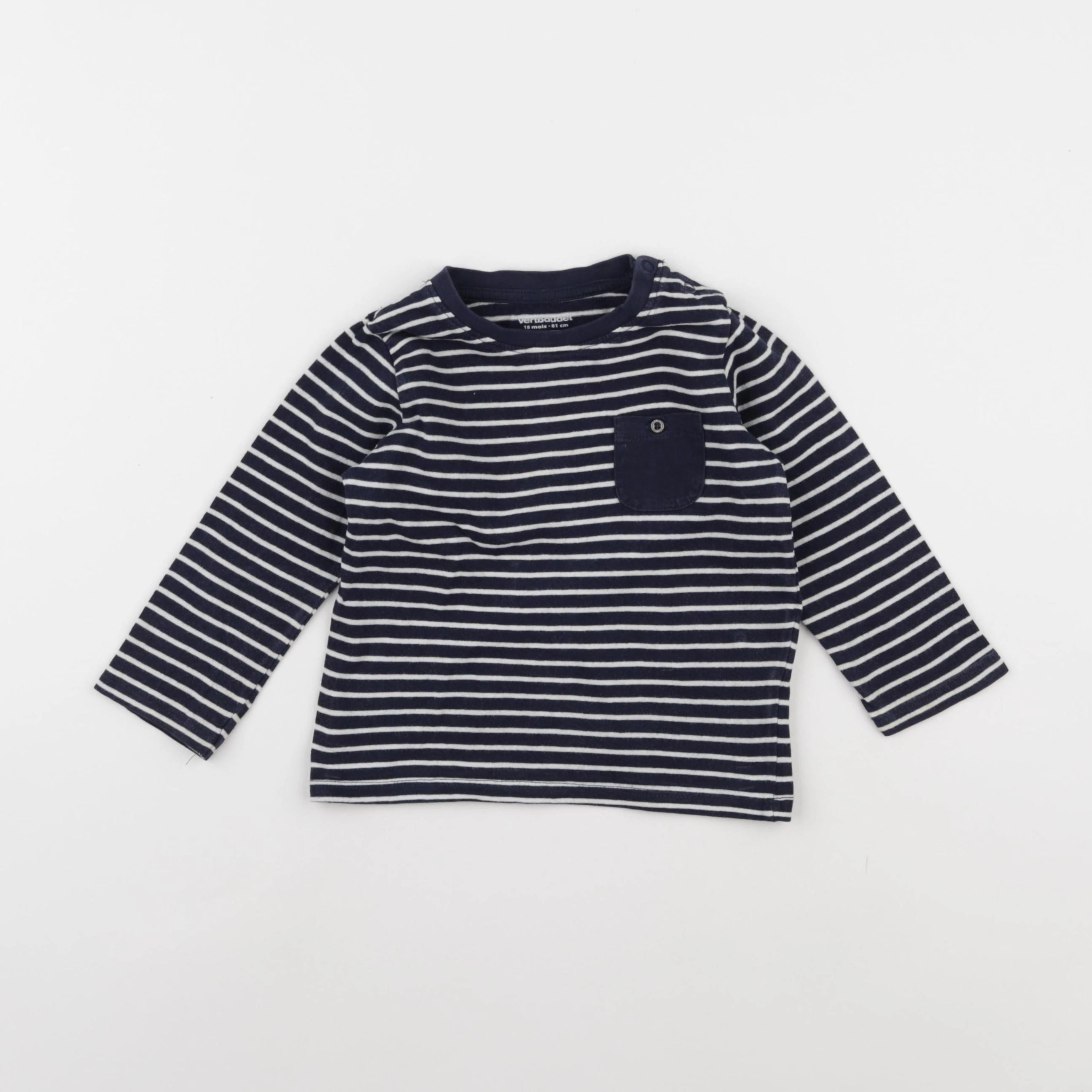 Vertbaudet - tee-shirt bleu, blanc - 18 mois