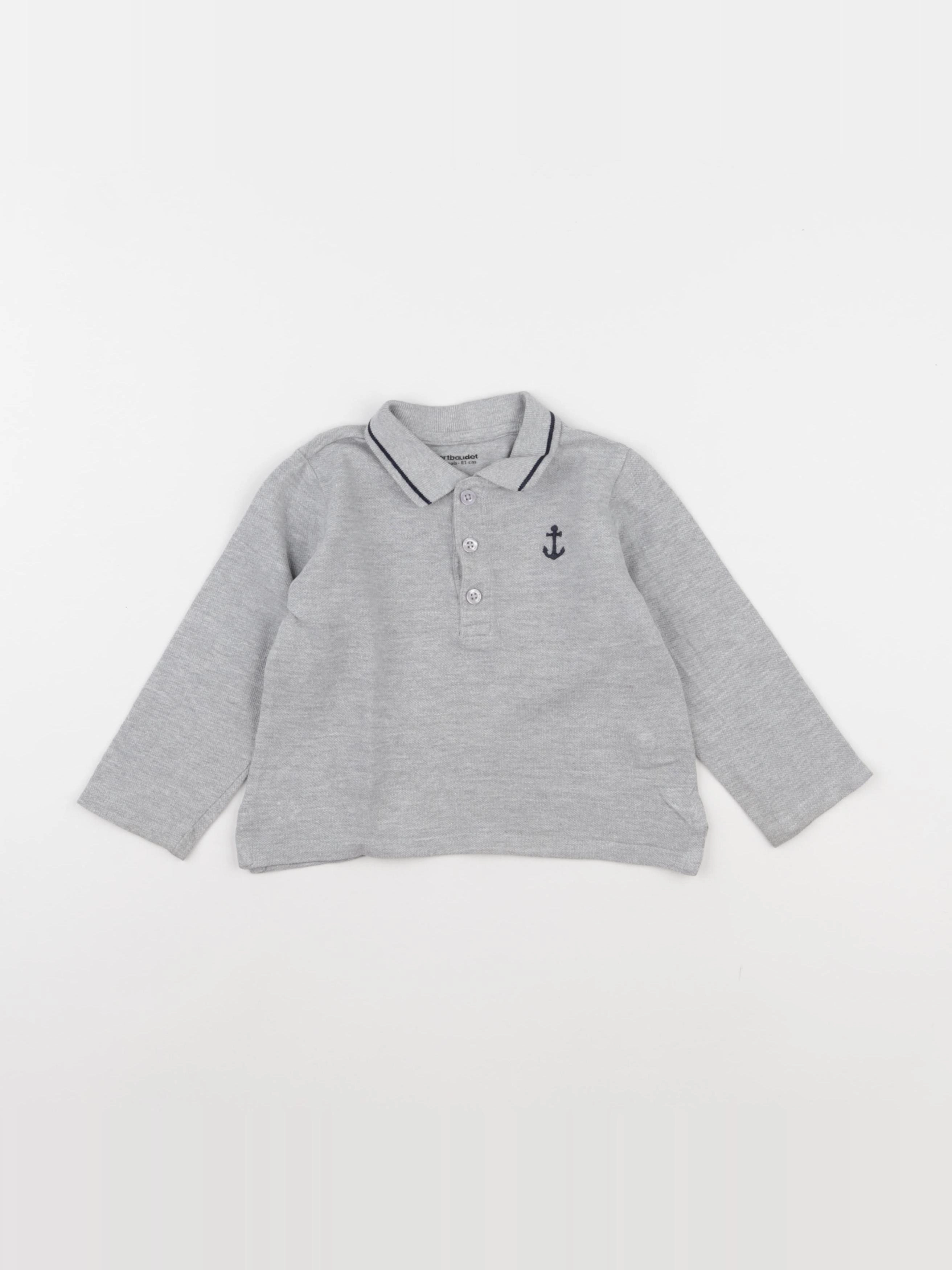Vertbaudet - polo gris - 18 mois