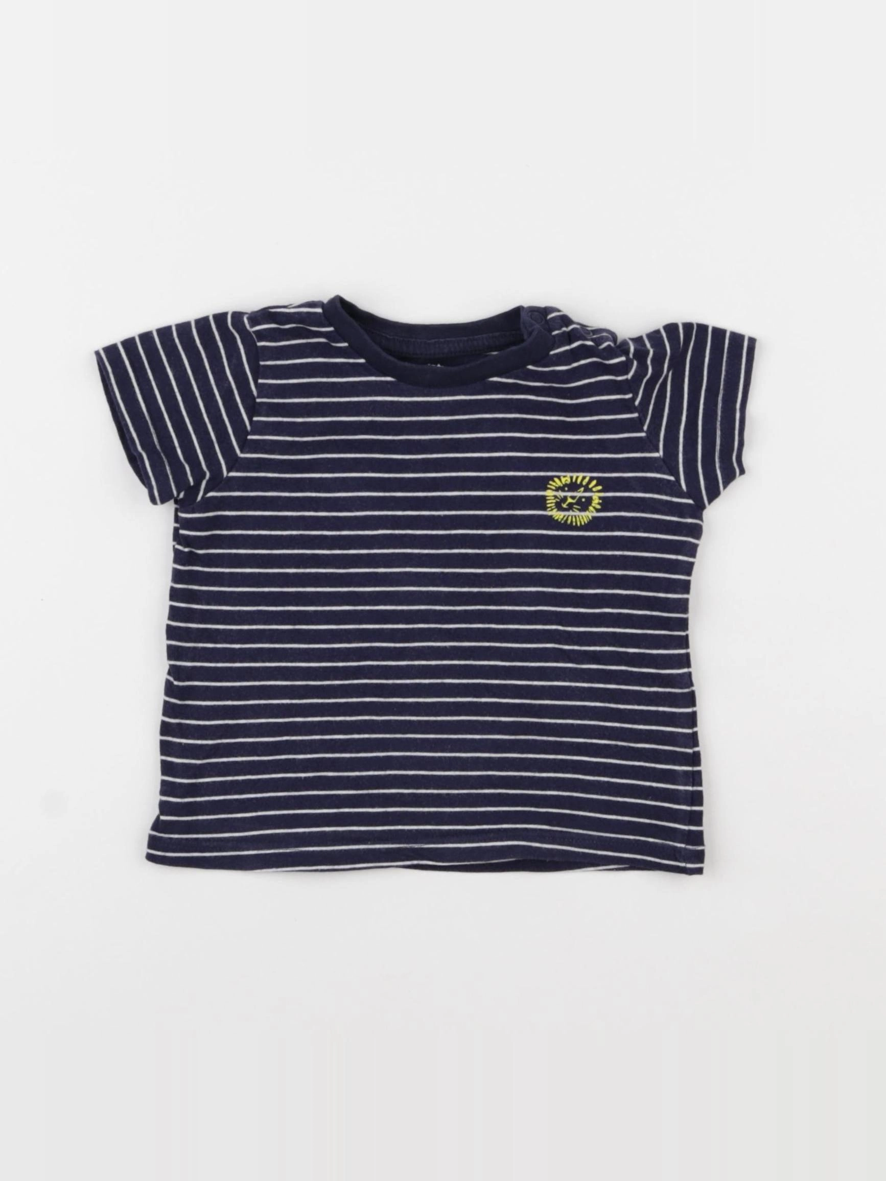 Vertbaudet - tee-shirt blanc, bleu - 9 mois