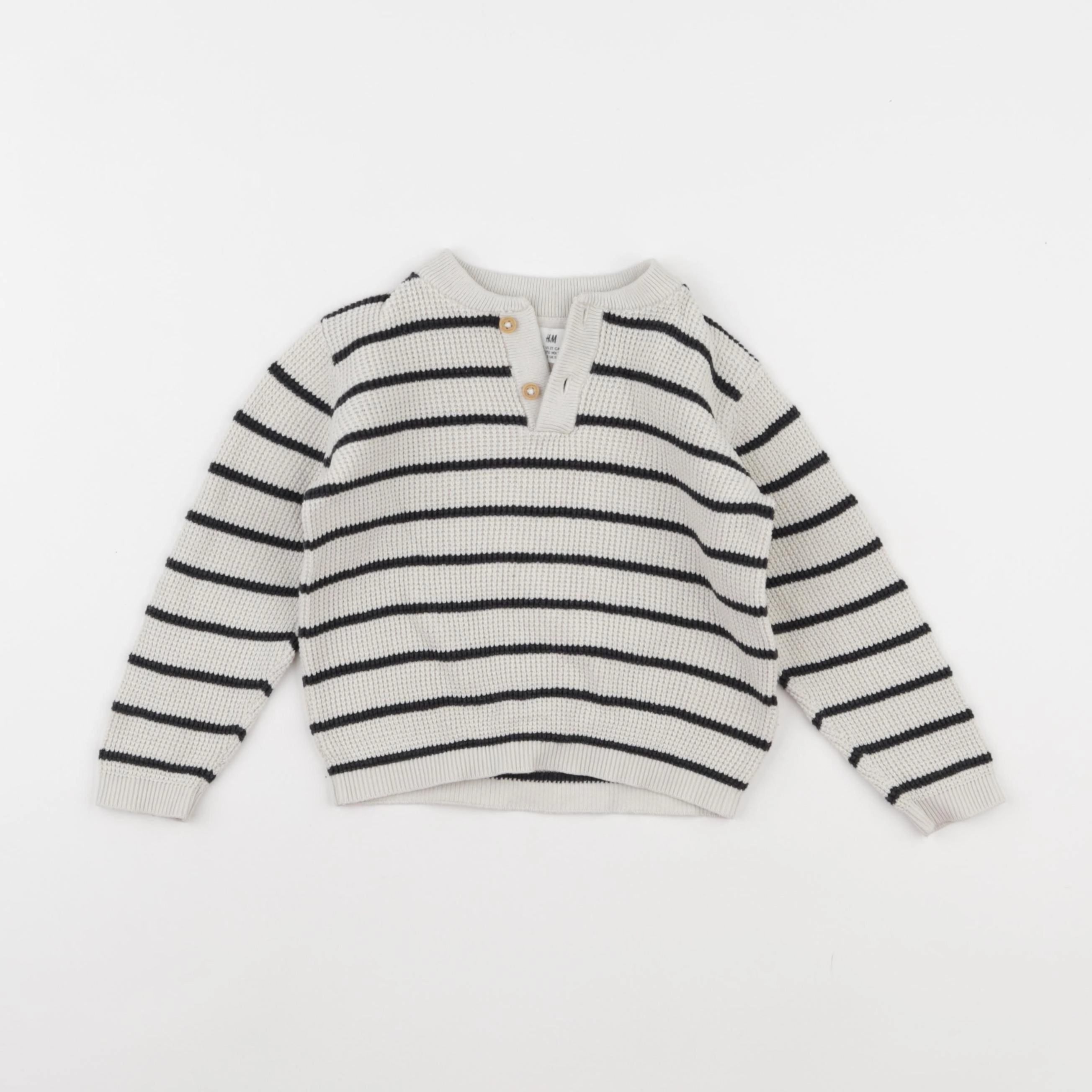 H&M - pull gris, noir - 18/24 mois