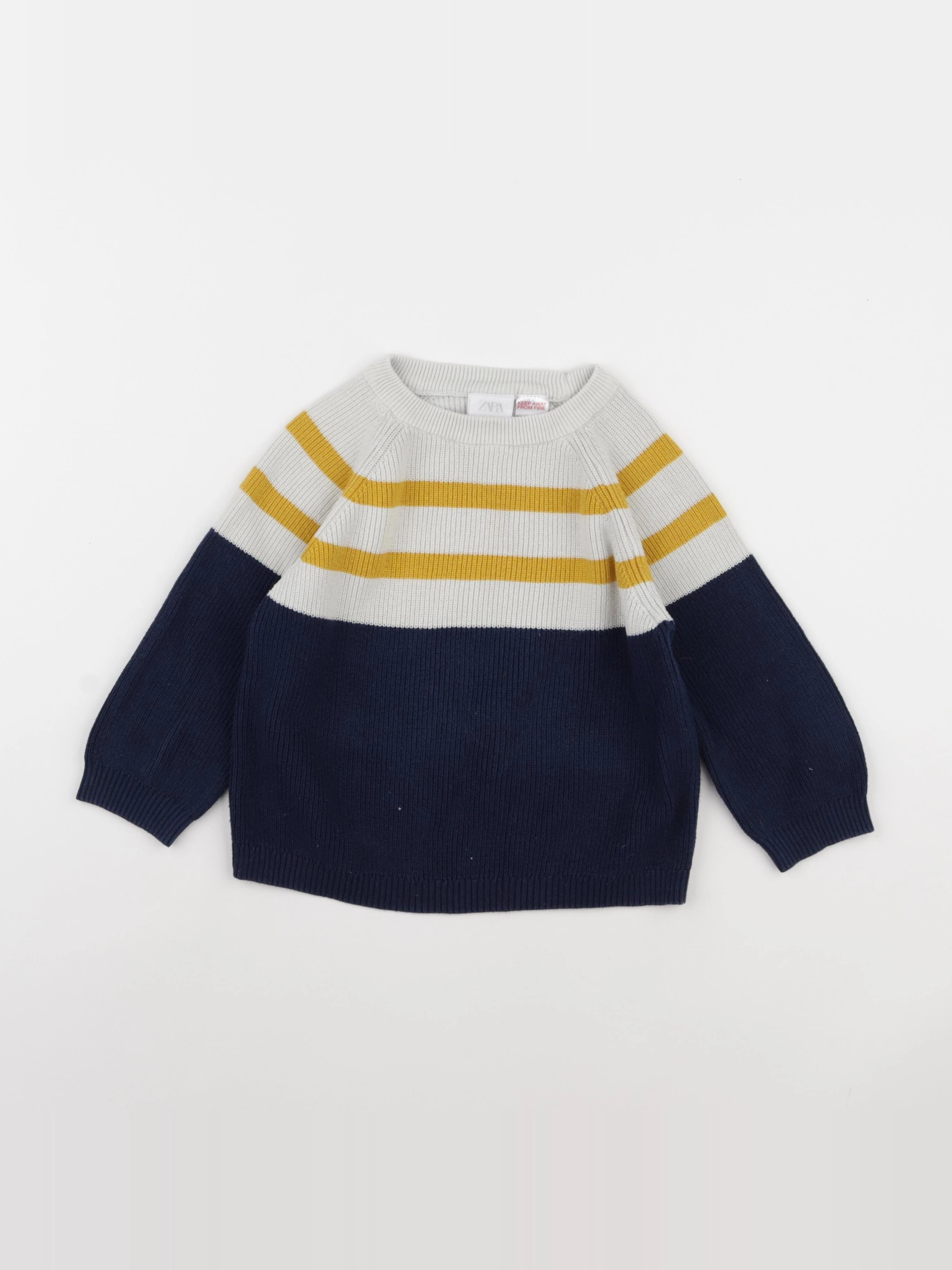 Zara - pull blanc, bleu - 2/3 ans