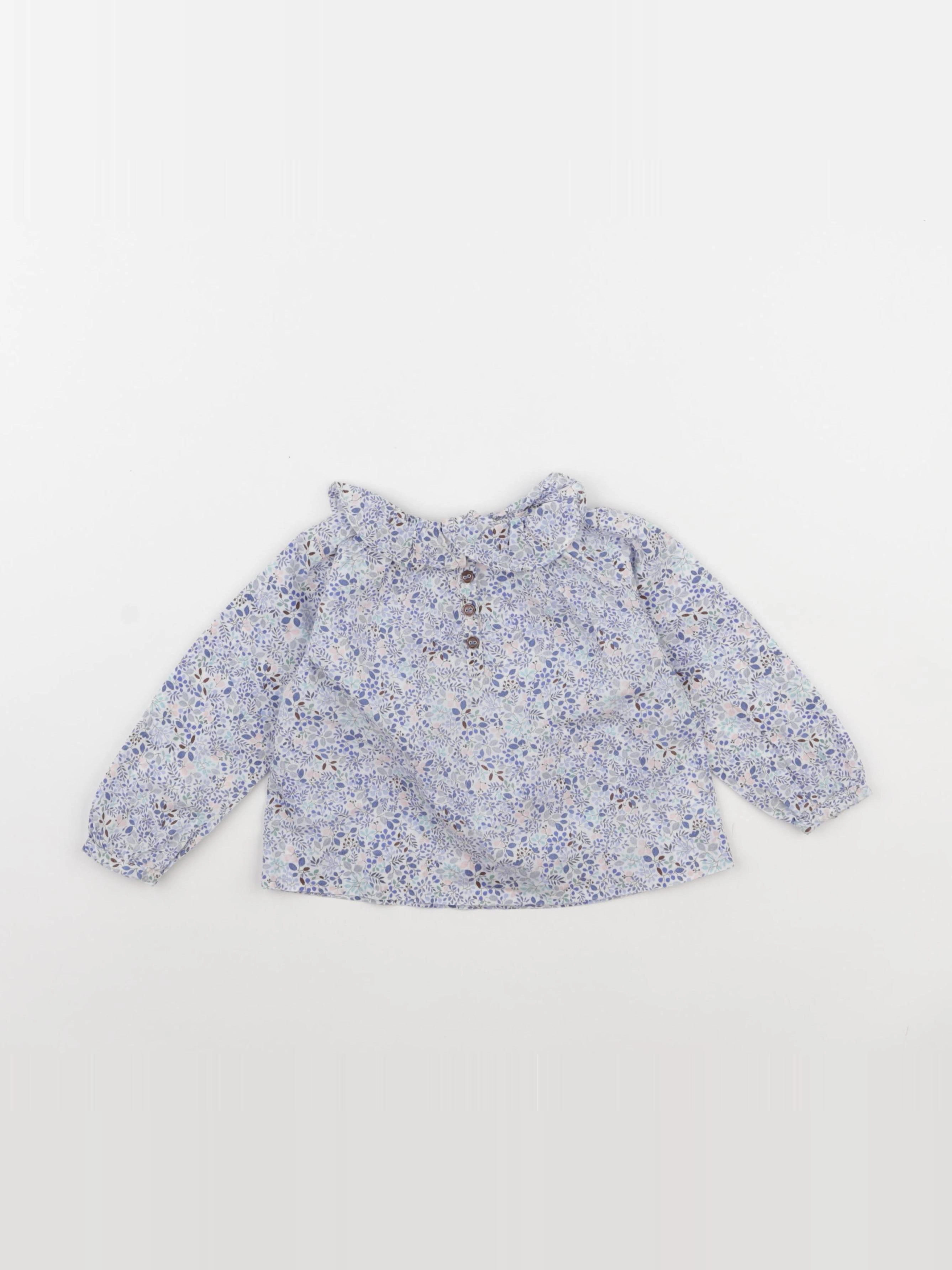 Jacadi - blouse liberty blanc, bleu - 12 mois