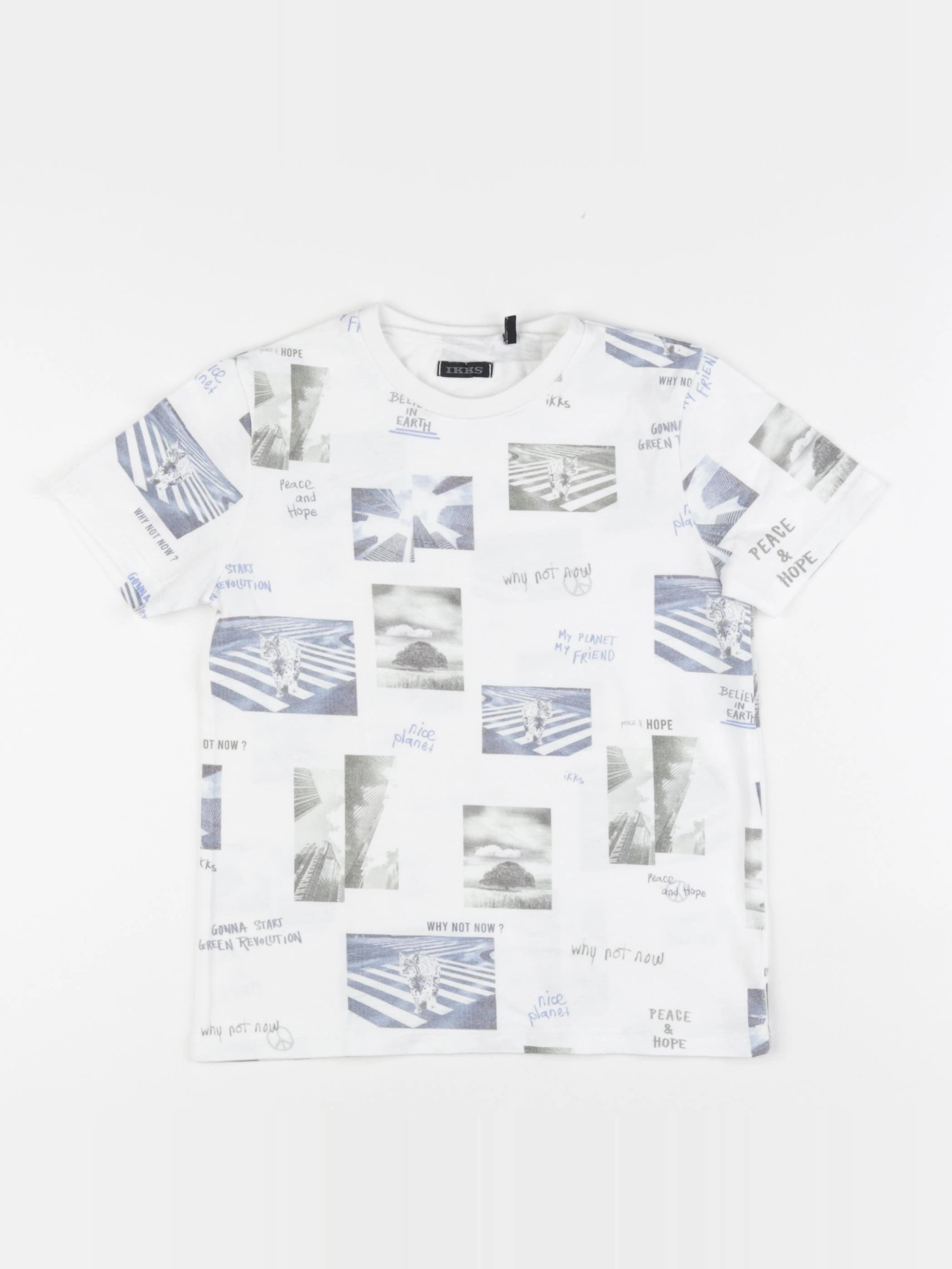 IKKS - tee-shirt blanc, bleu - 6 ans