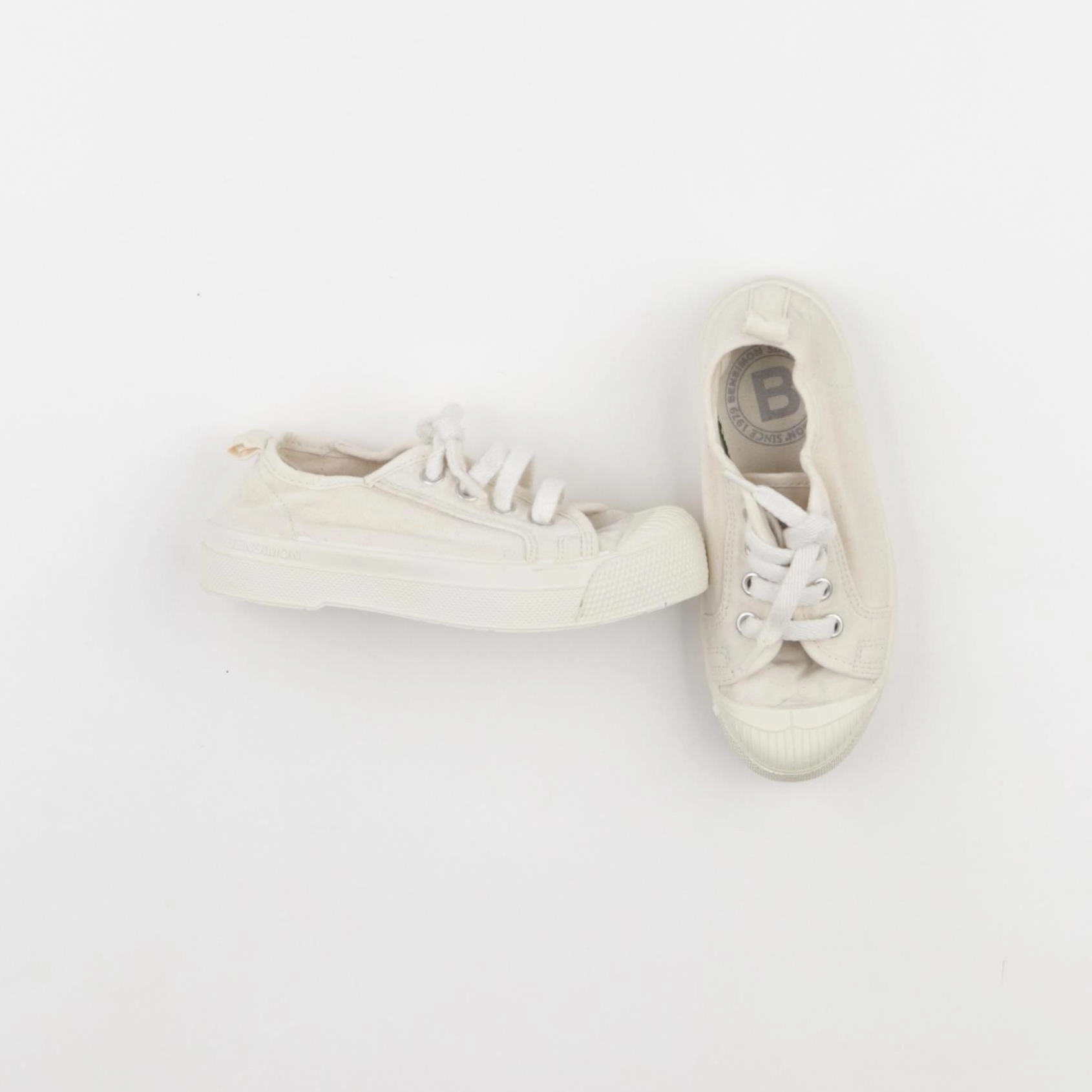 Bensimon - tennis à scratch/ lacets beige - pointure 28