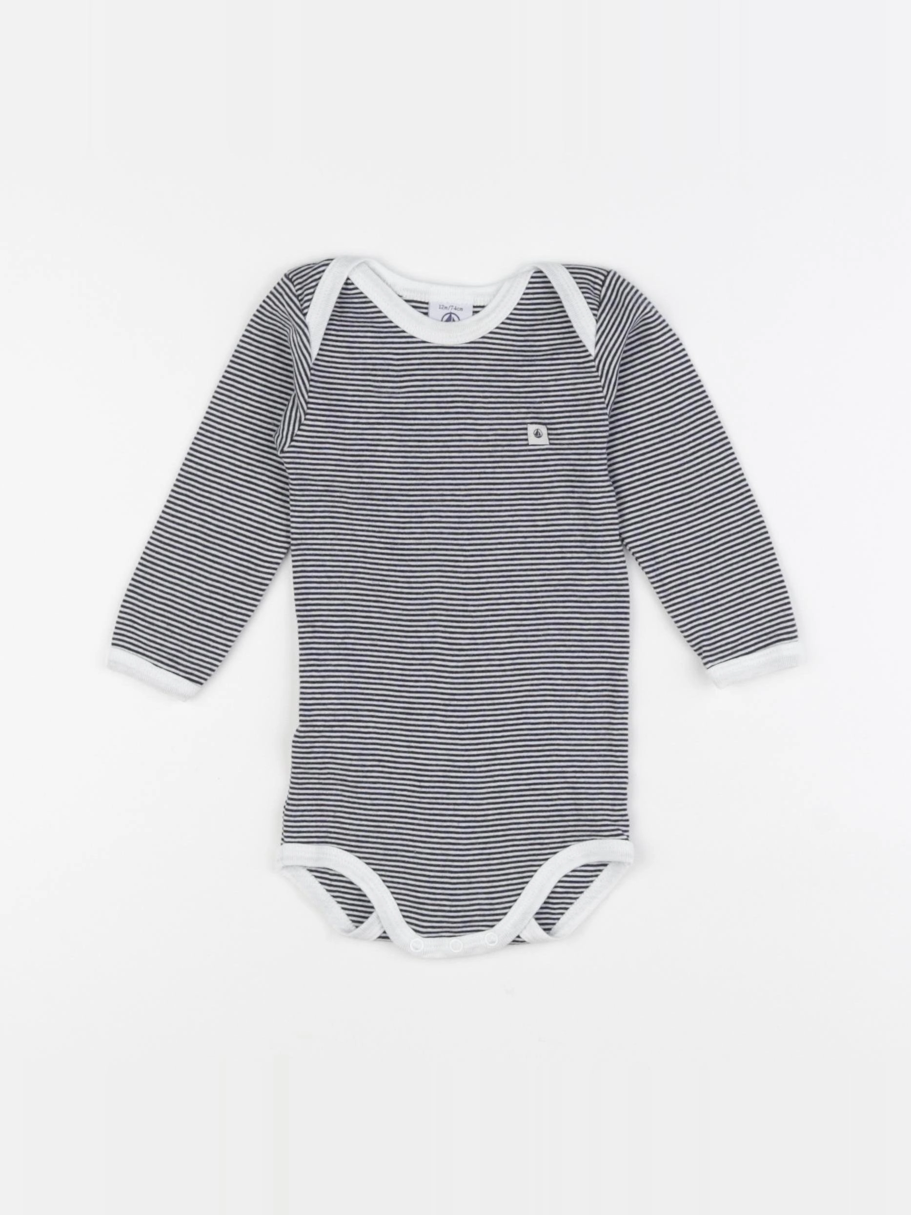 Petit Bateau - body bleu, blanc - 12 mois
