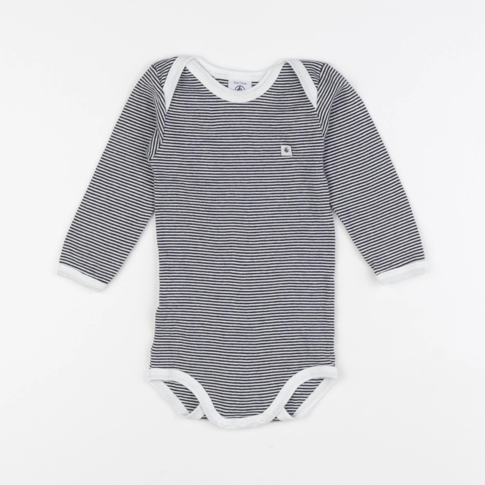 Petit Bateau - body bleu, blanc - 12 mois