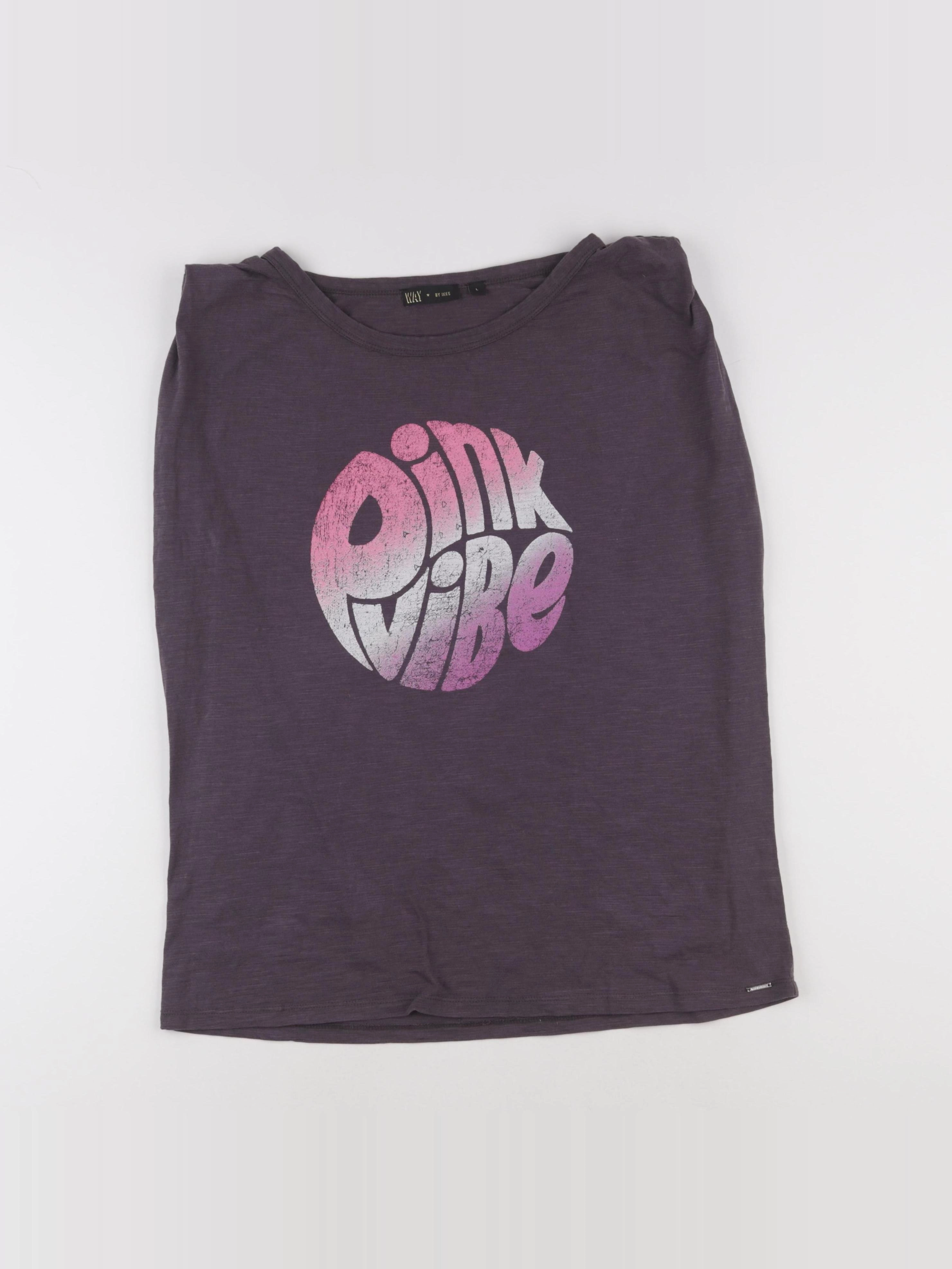 IKKS - tee-shirt gris, rose - 16 ans