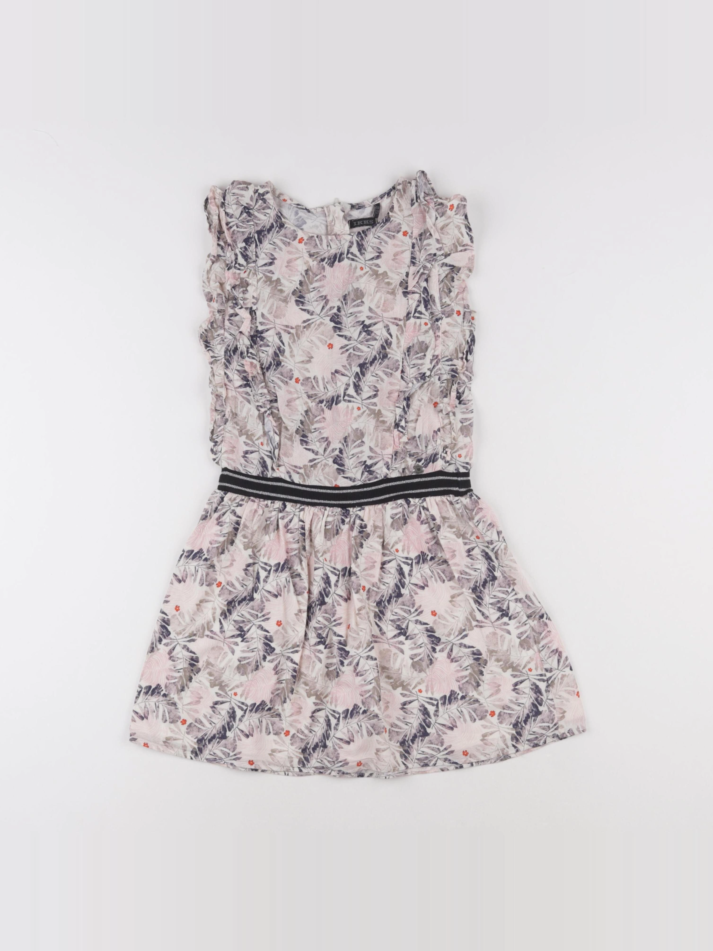 IKKS - robe gris, rose - 8 ans