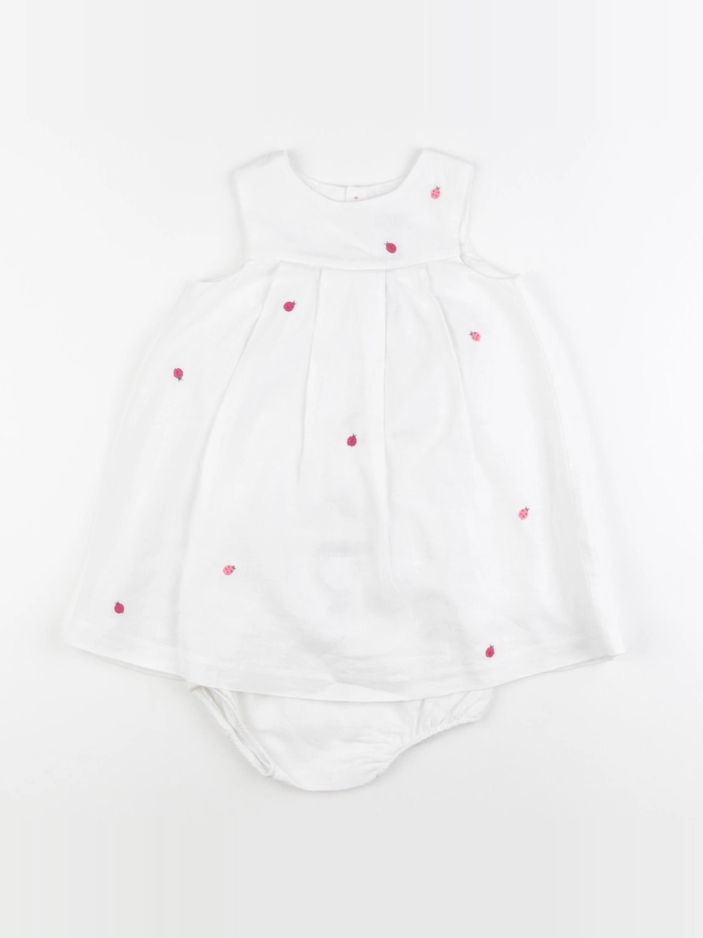 Jacadi - robe blanc, rose - 24 mois