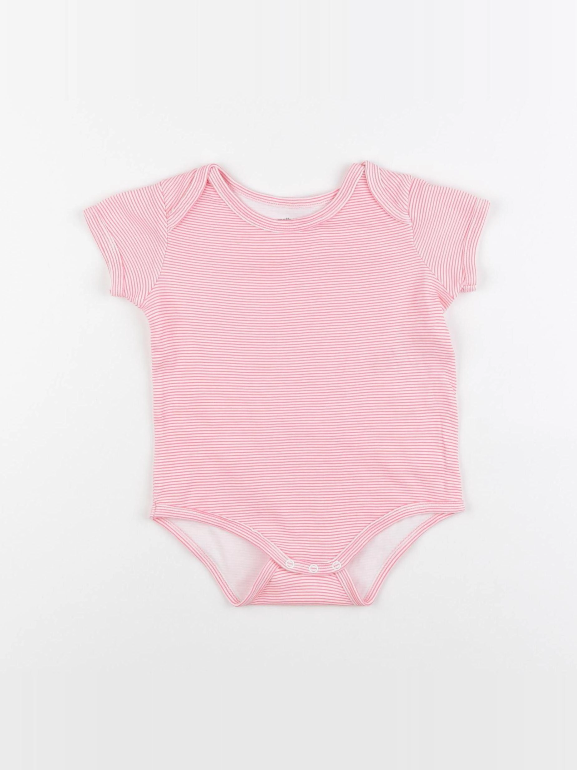 Vertbaudet - body blanc, rose - 18 mois
