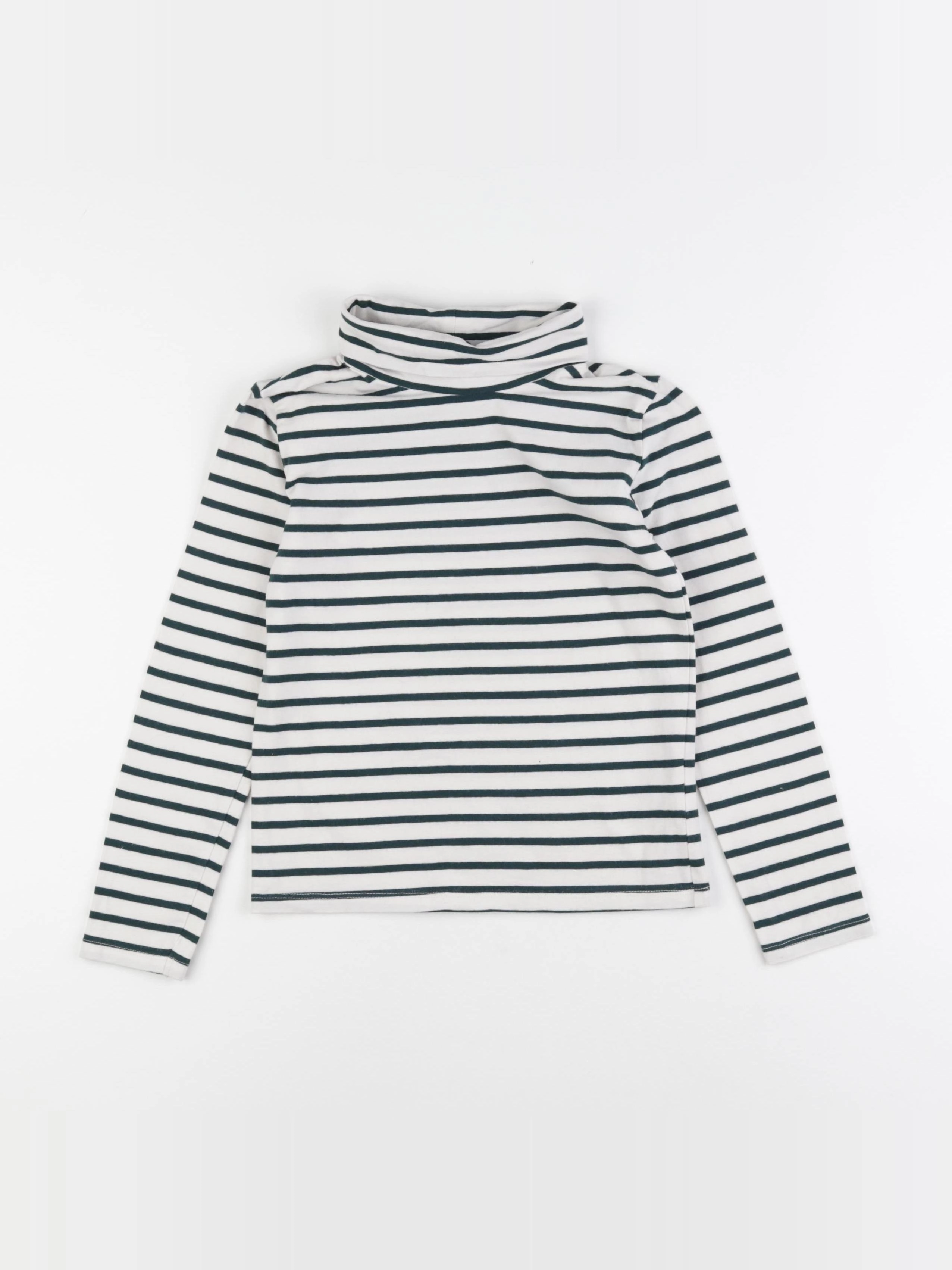 Vertbaudet - sous-pull vert, blanc - 8 ans