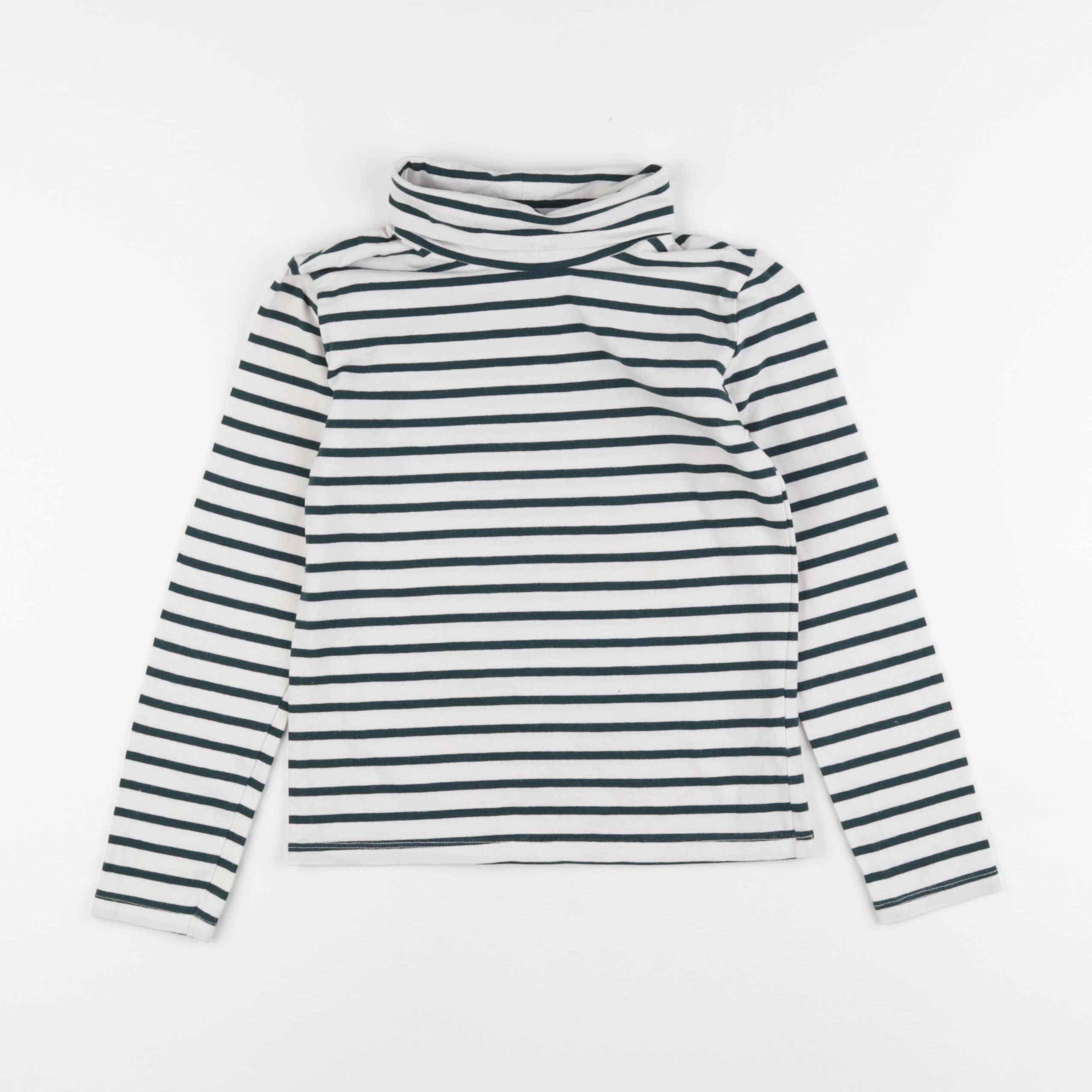 Vertbaudet - sous-pull vert, blanc - 8 ans