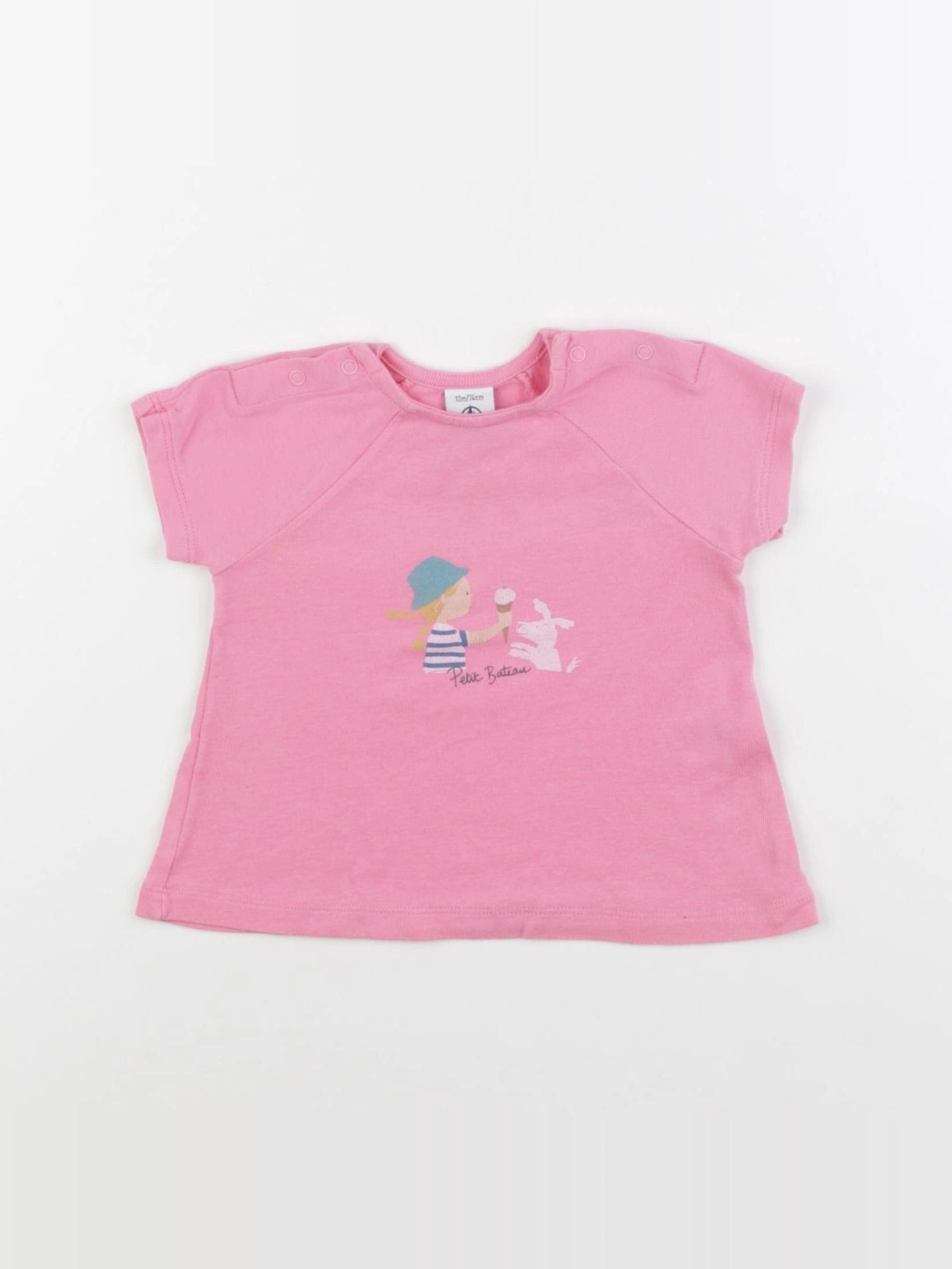 Petit Bateau - tee-shirt rose - 12 mois