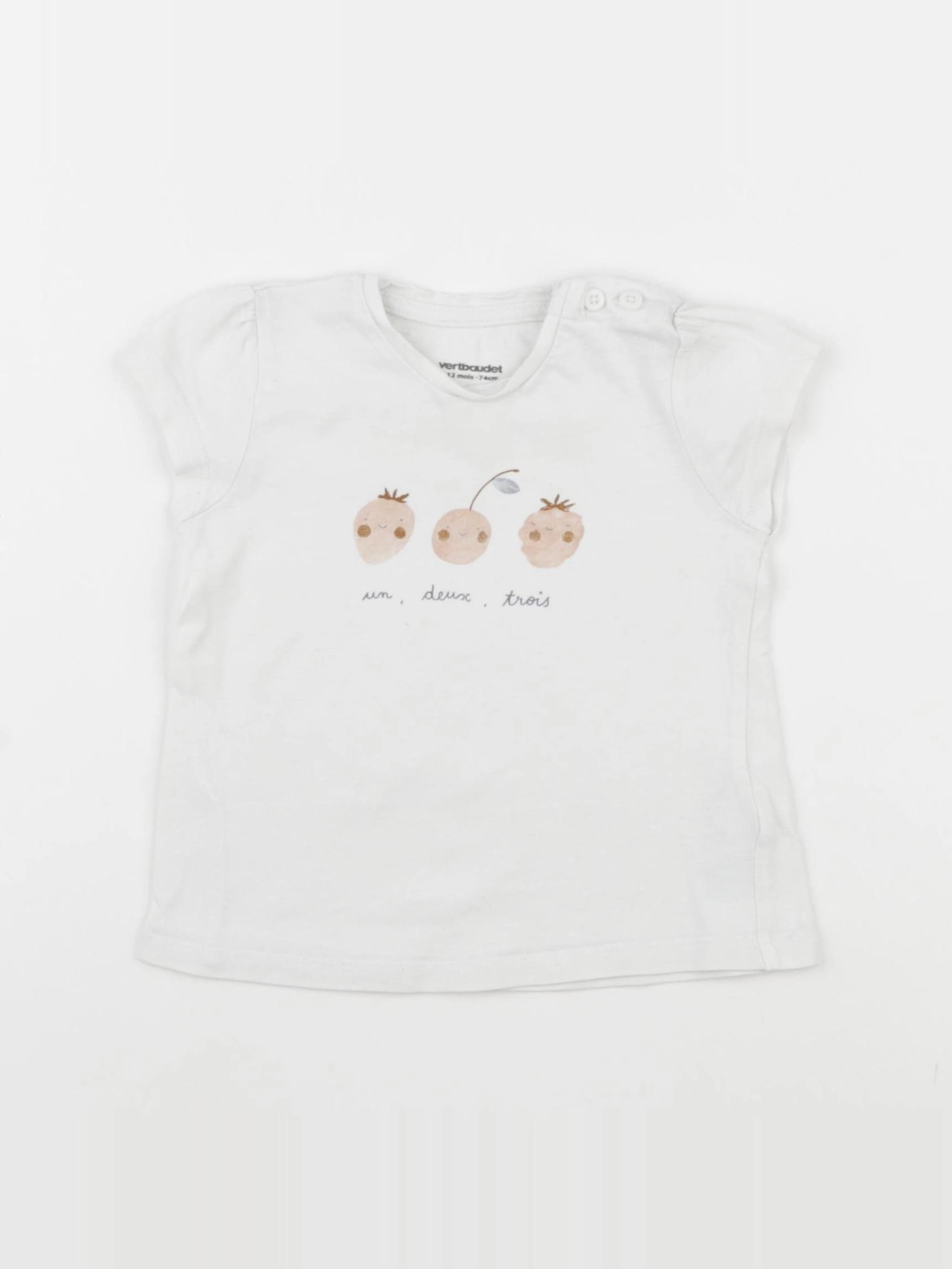 Vertbaudet - tee-shirt blanc - 12 mois