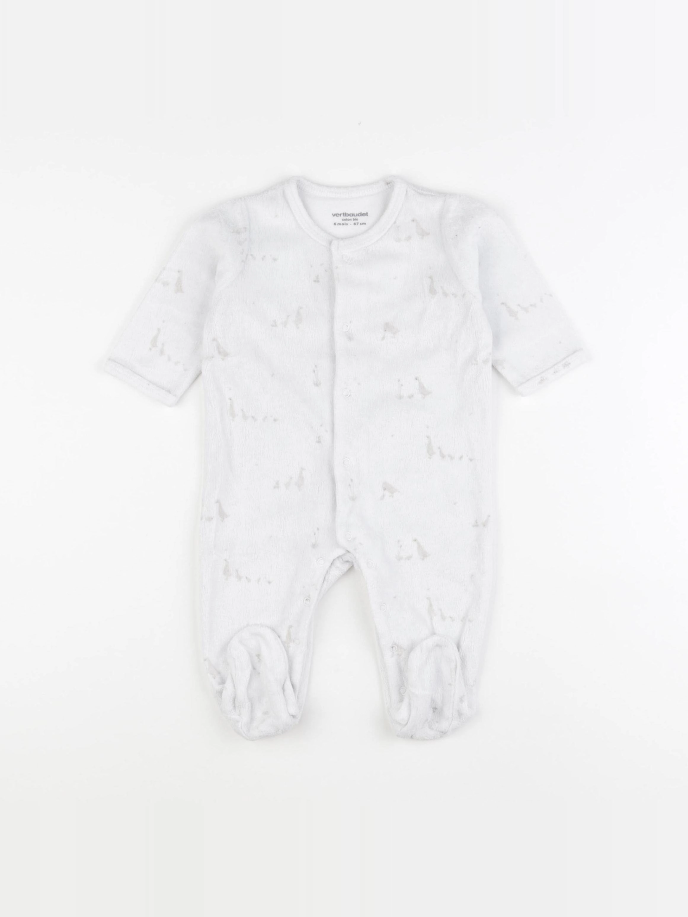 Vertbaudet - pyjama velours blanc - 6 mois