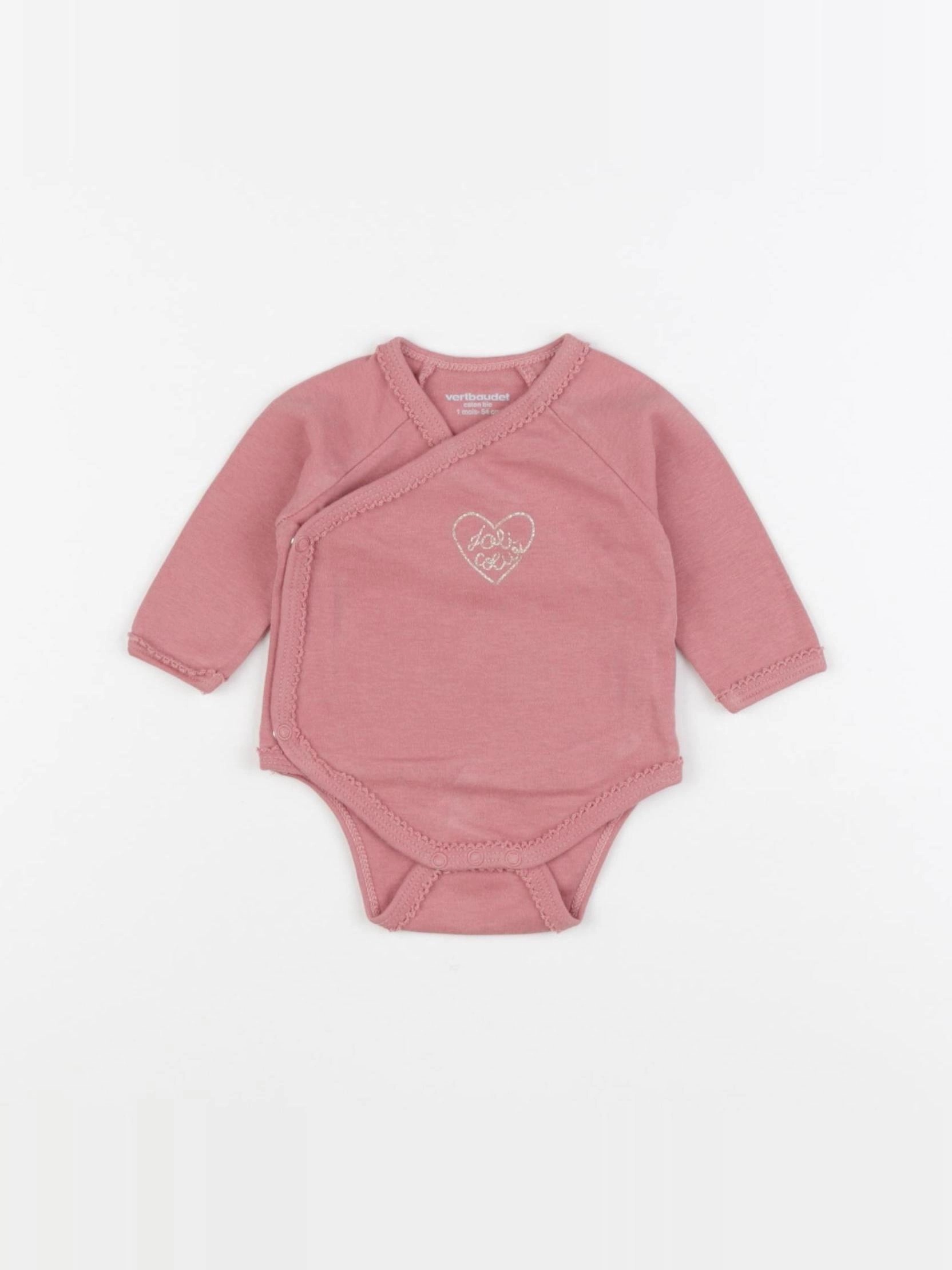 Vertbaudet - body rose - 1 mois