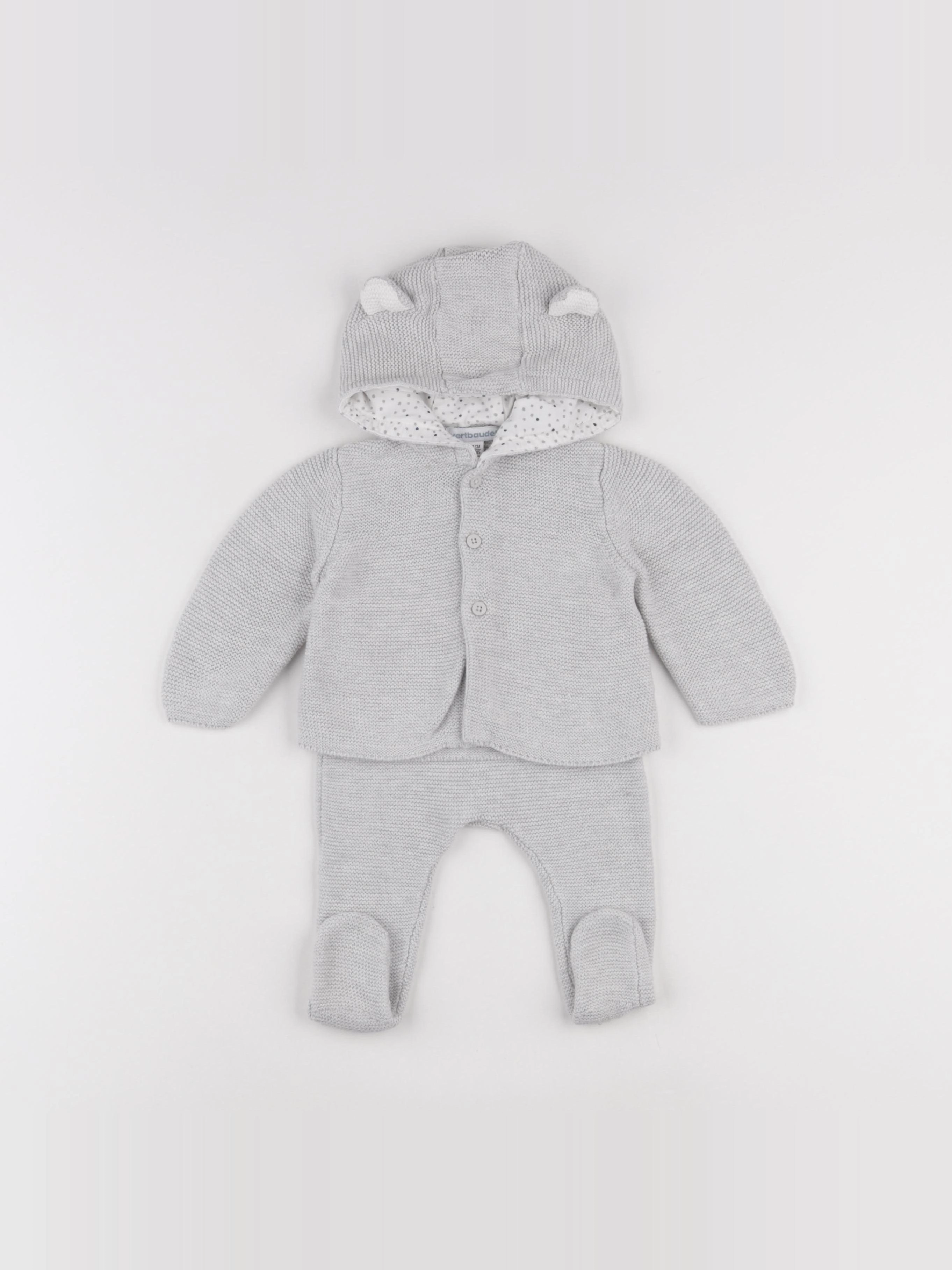Vertbaudet - ensemble gris - 6 mois
