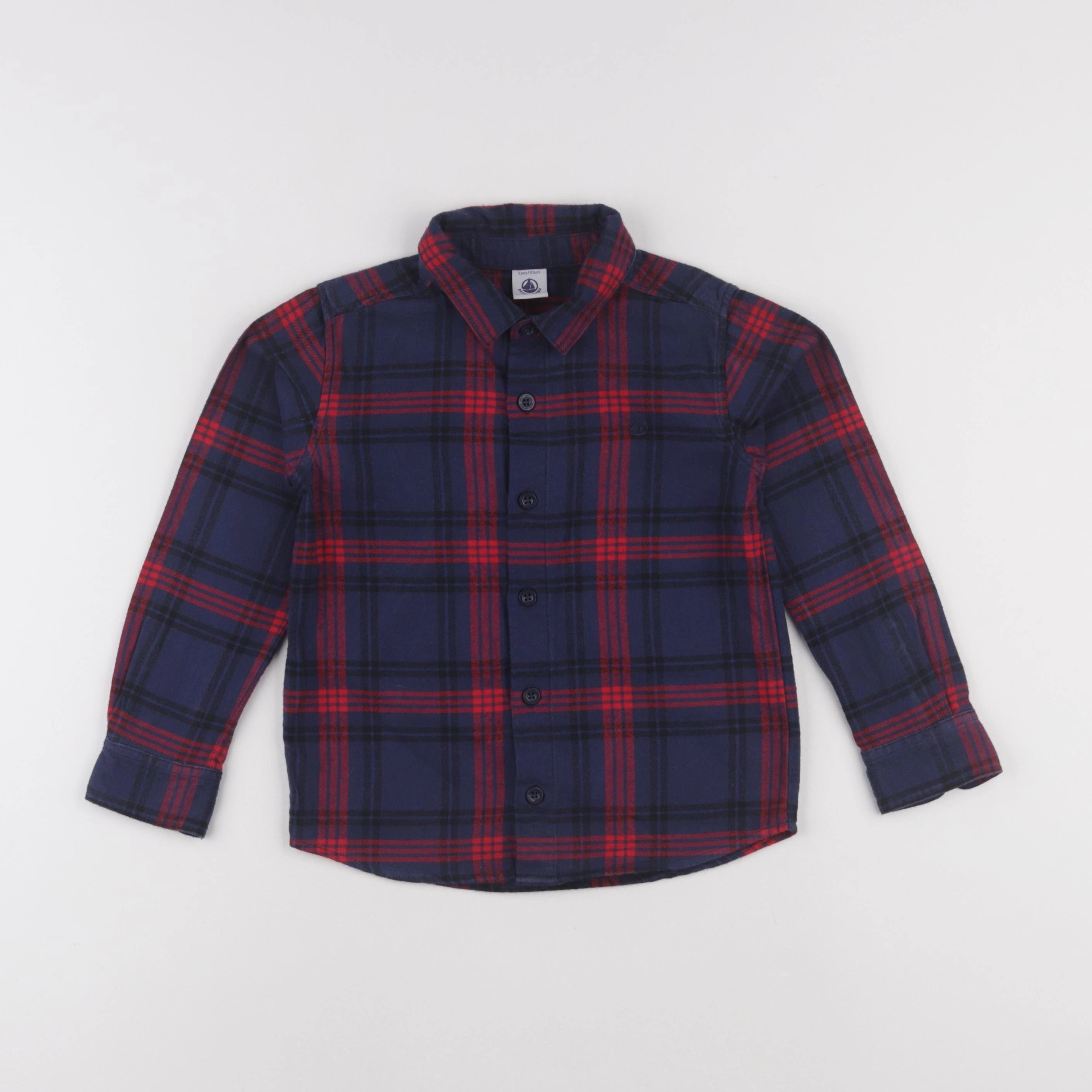 Petit Bateau - chemise bleu - 5 ans