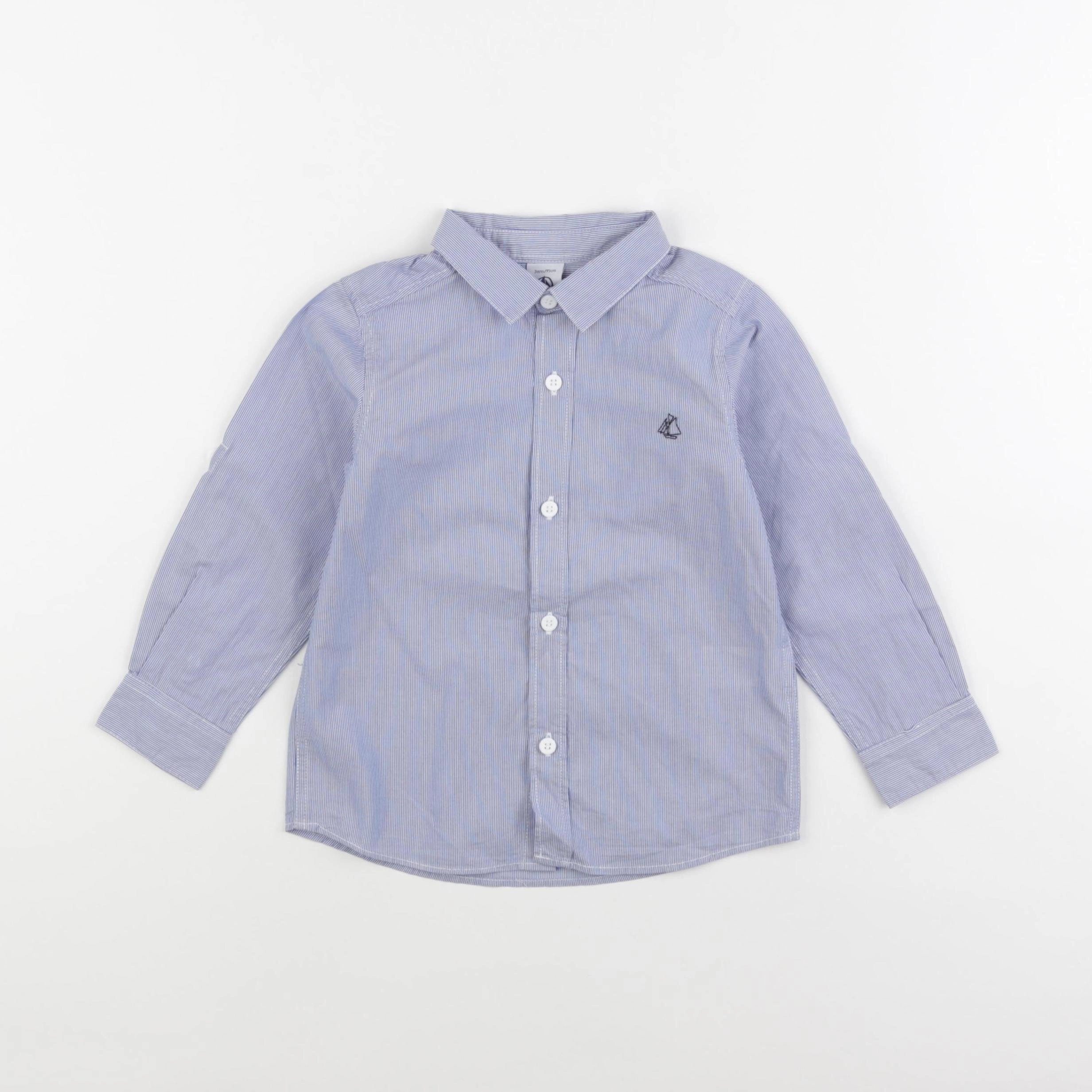 Petit Bateau - chemise bleu - 3 ans
