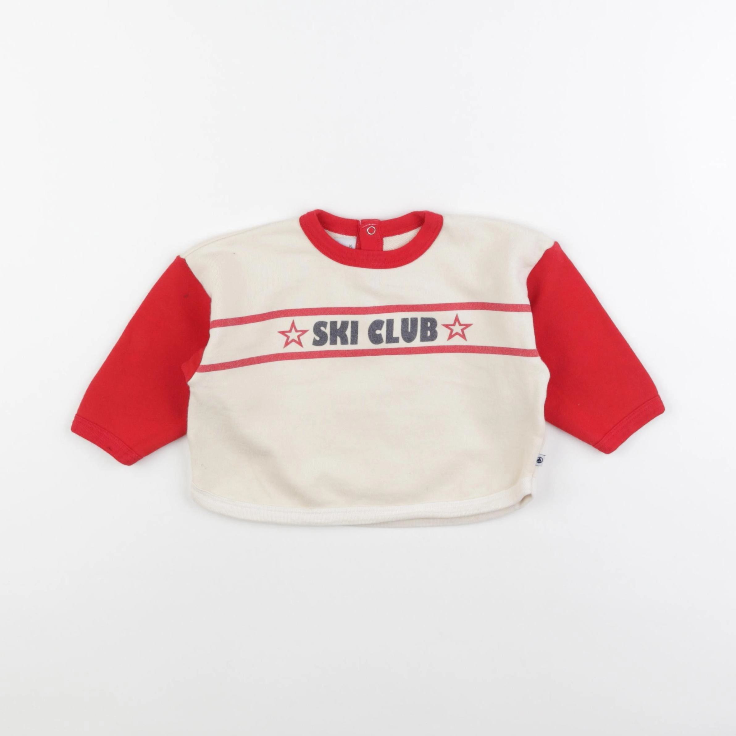 Petit Bateau - sweat beige, rouge - 12 mois