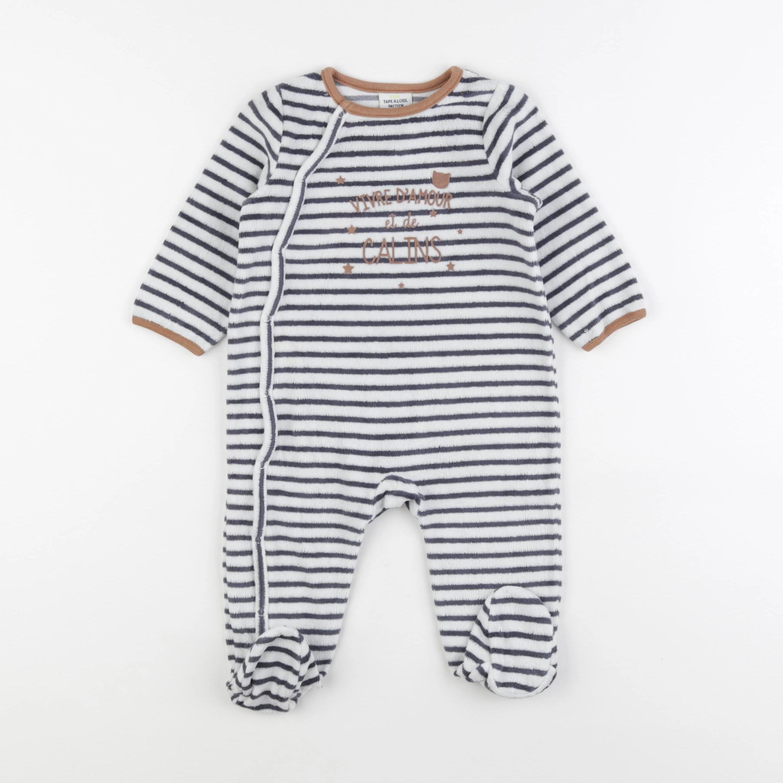 Tape à l'oeil - pyjama velours blanc, bleu - 9 mois