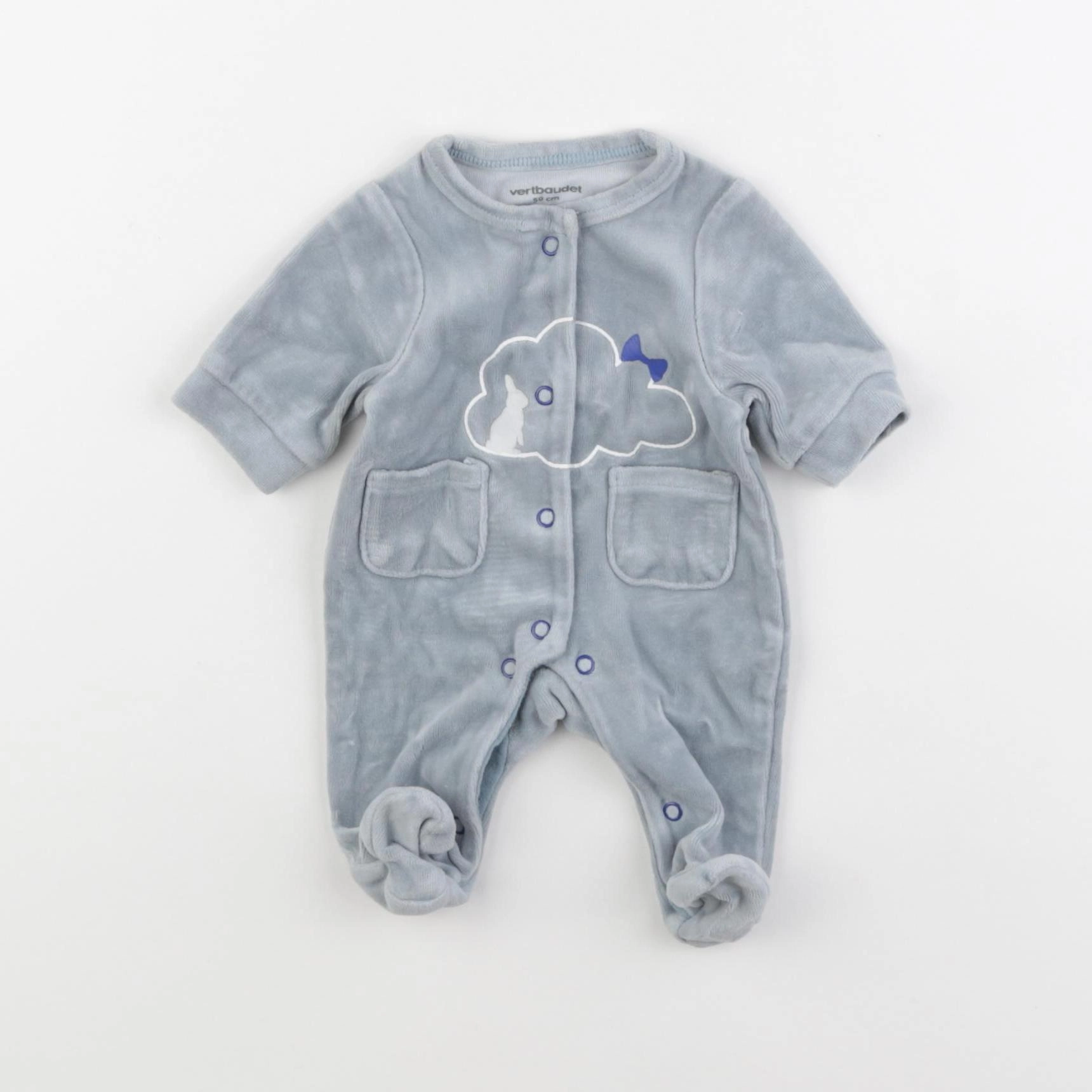 Vertbaudet - pyjama velours bleu - 0 mois