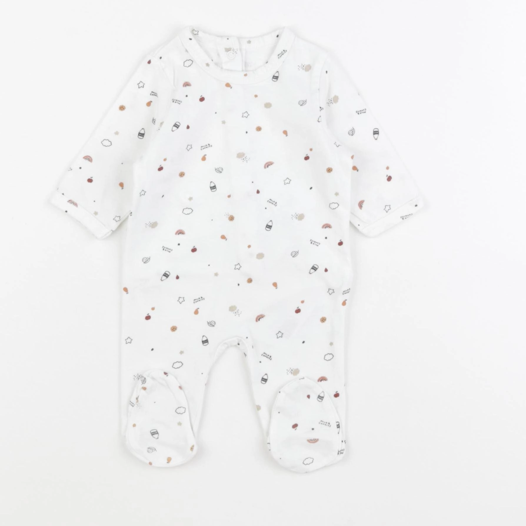 Vertbaudet - pyjama coton blanc - 1 mois