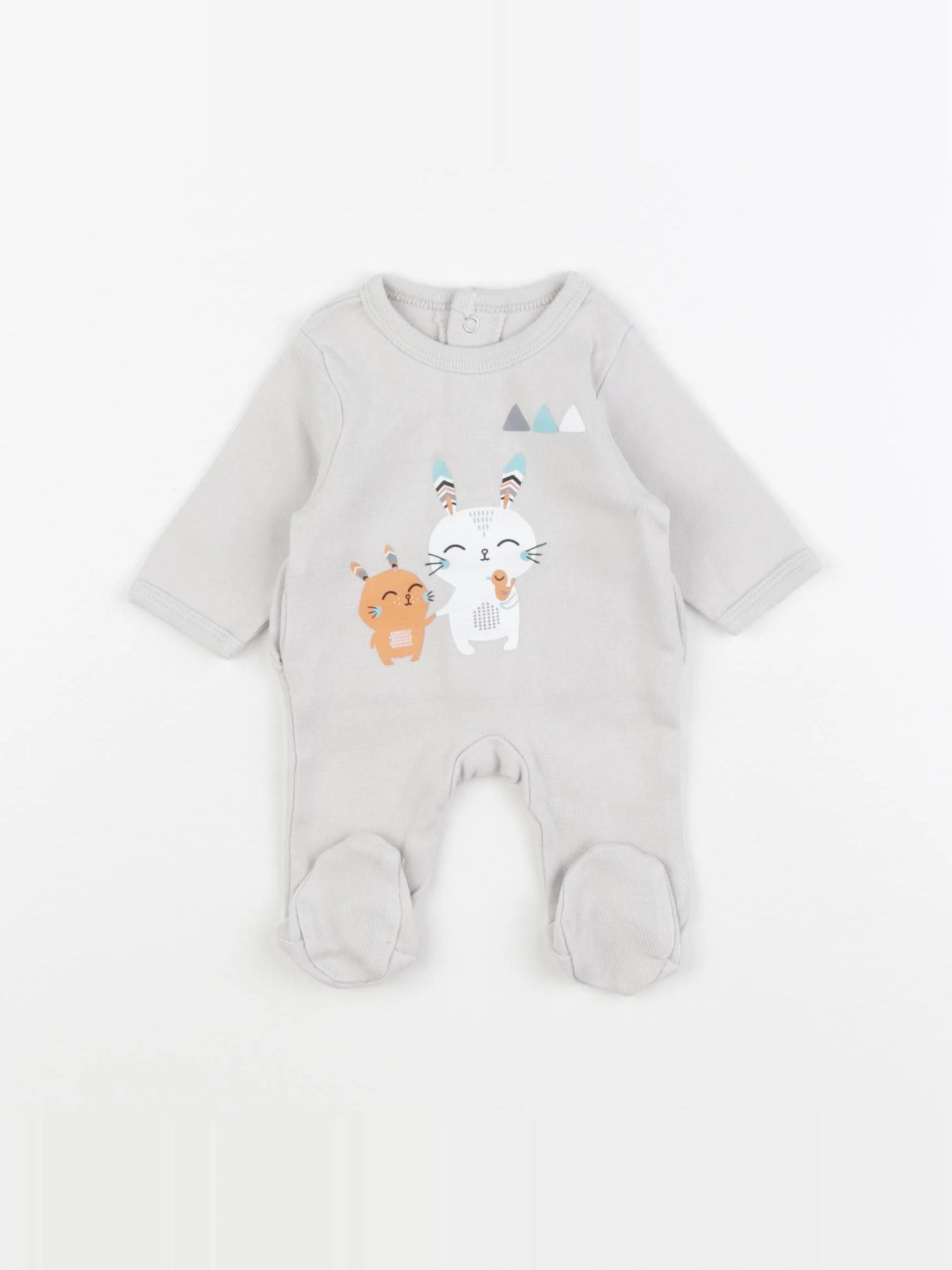 Vertbaudet - pyjama coton gris - 0 mois