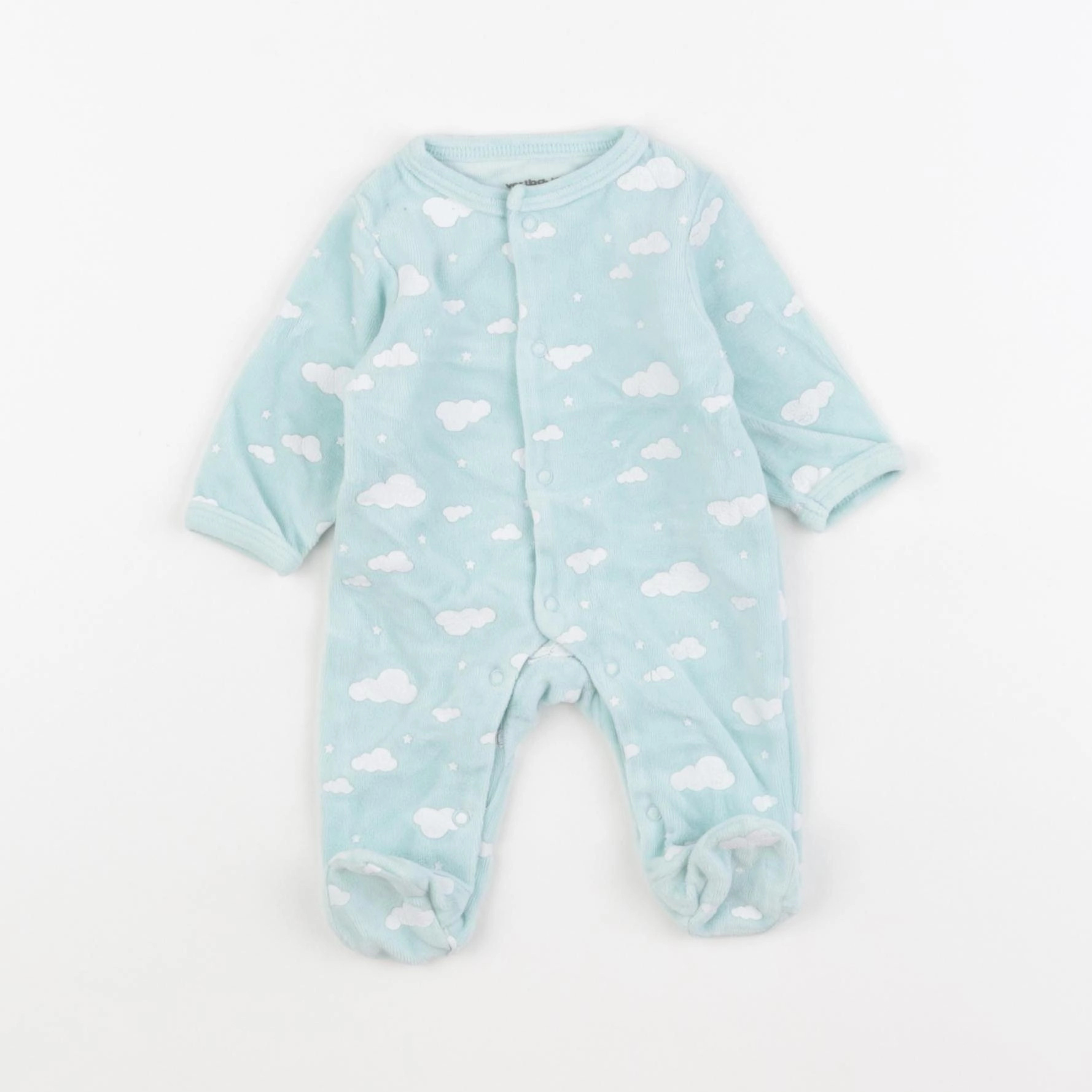 Vertbaudet - pyjama velours bleu - 0 mois