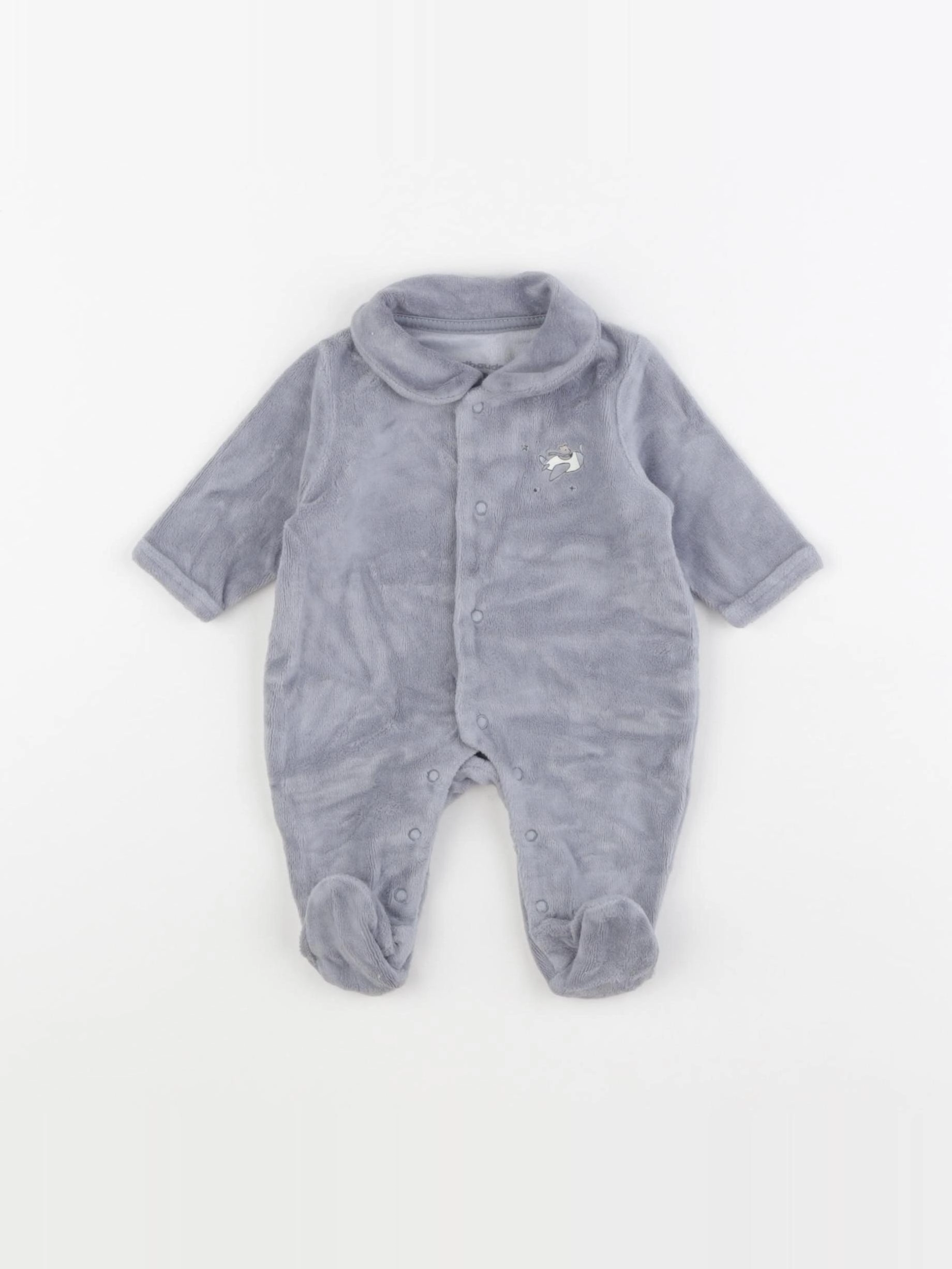 Vertbaudet - pyjama velours bleu - 0 mois