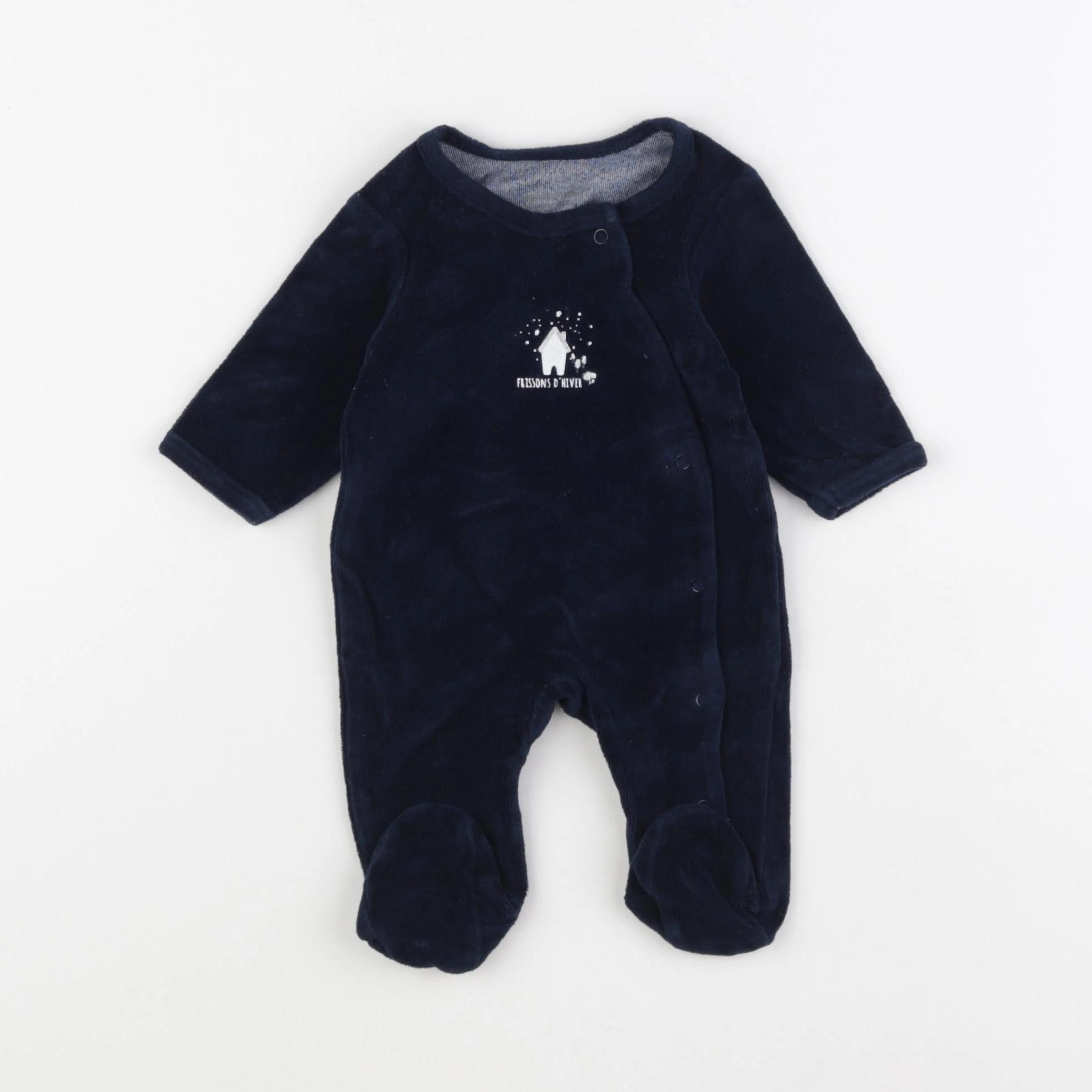 Vertbaudet - pyjama velours bleu - 1 mois