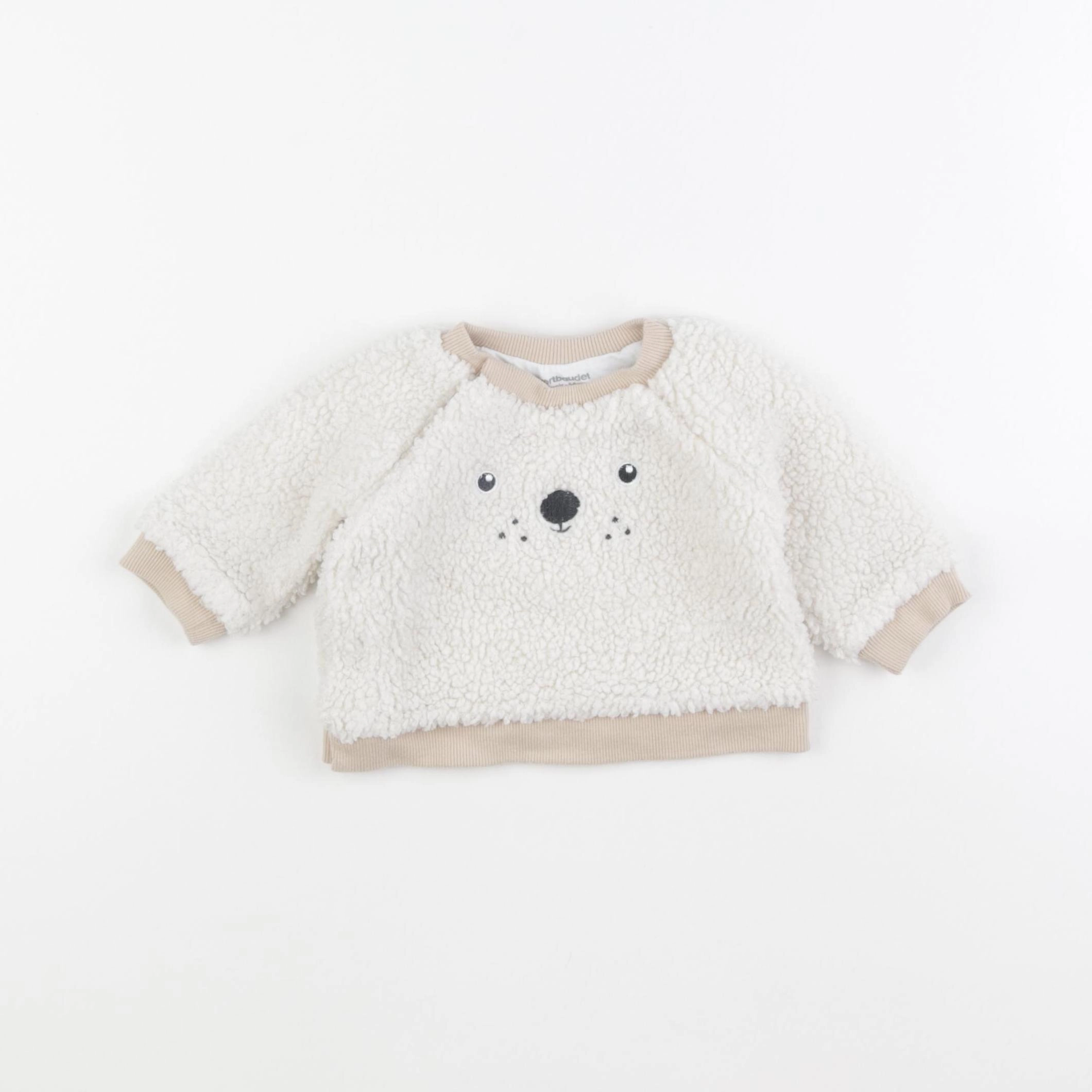 Vertbaudet - sweat beige - 1 mois