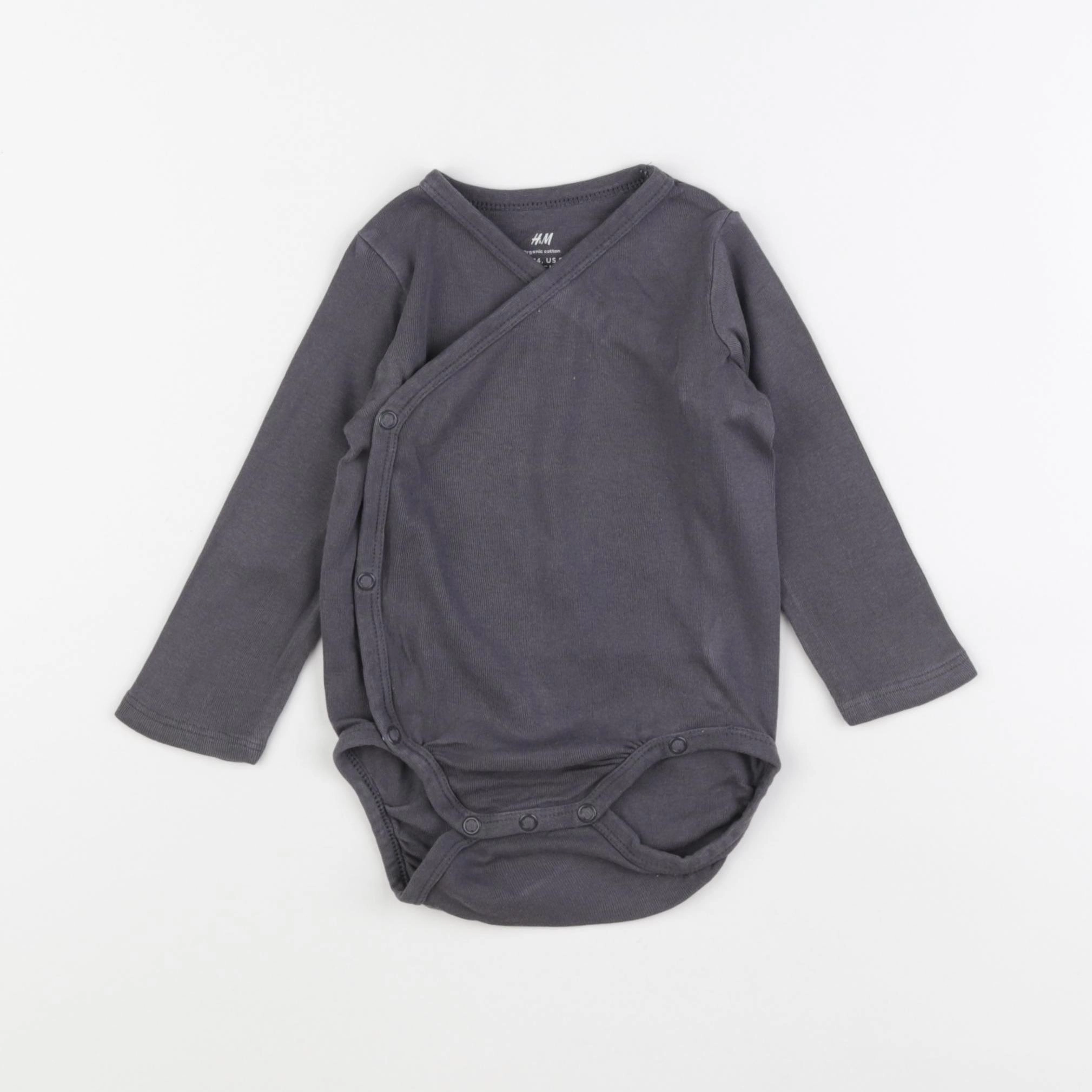 H&M - body gris - 6/9 mois