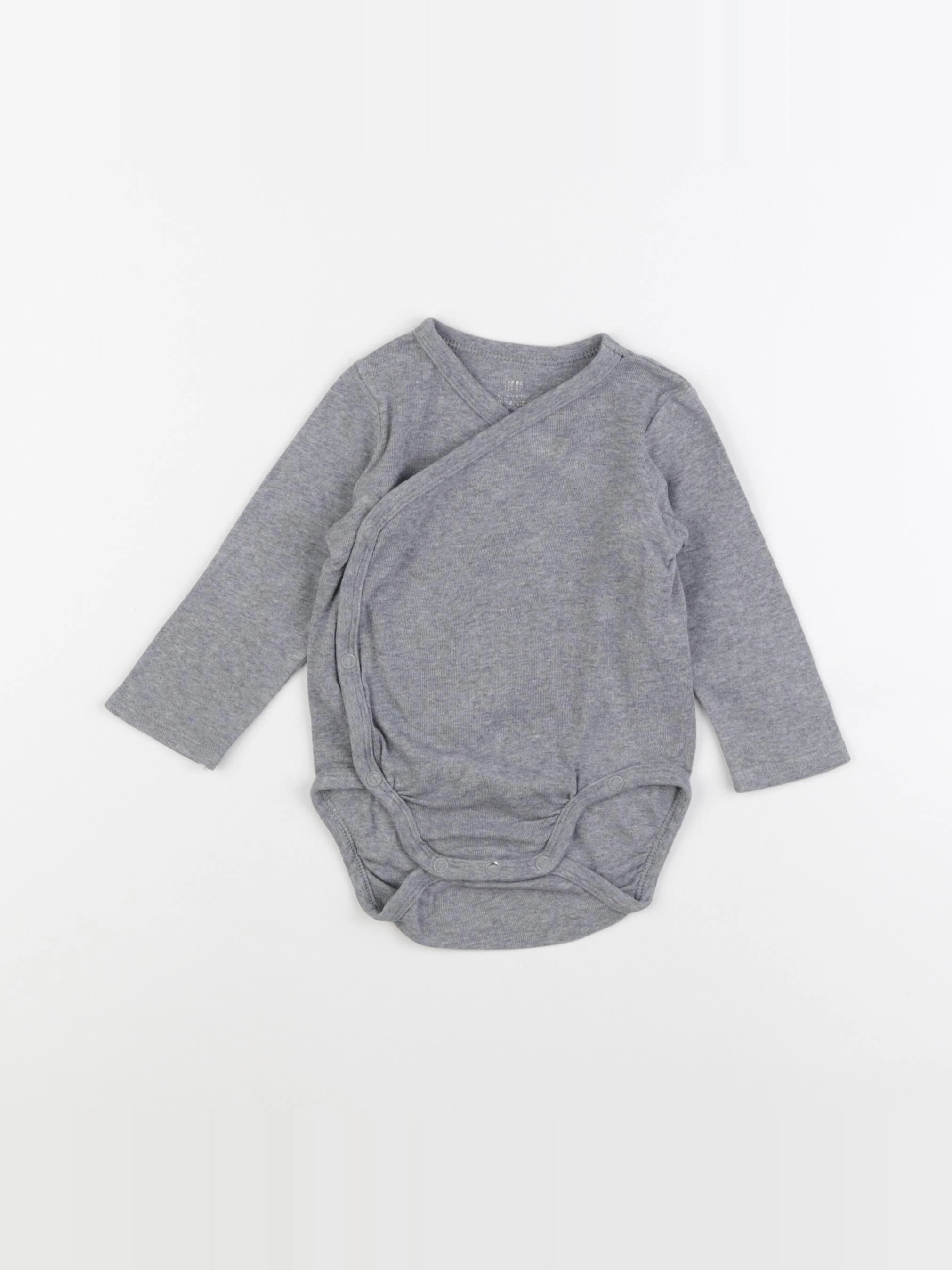 H&M - body gris - 6/9 mois