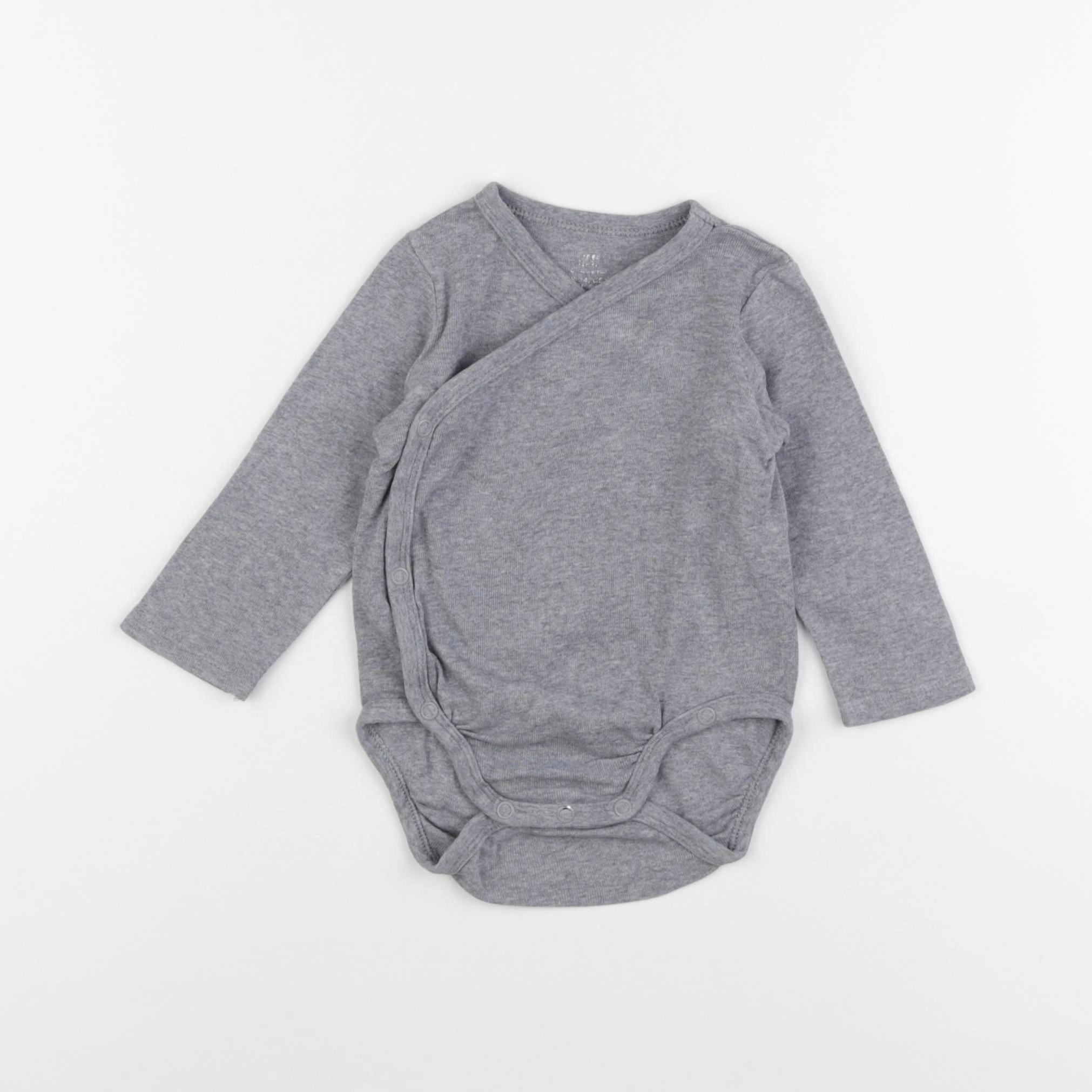 H&M - body gris - 6/9 mois