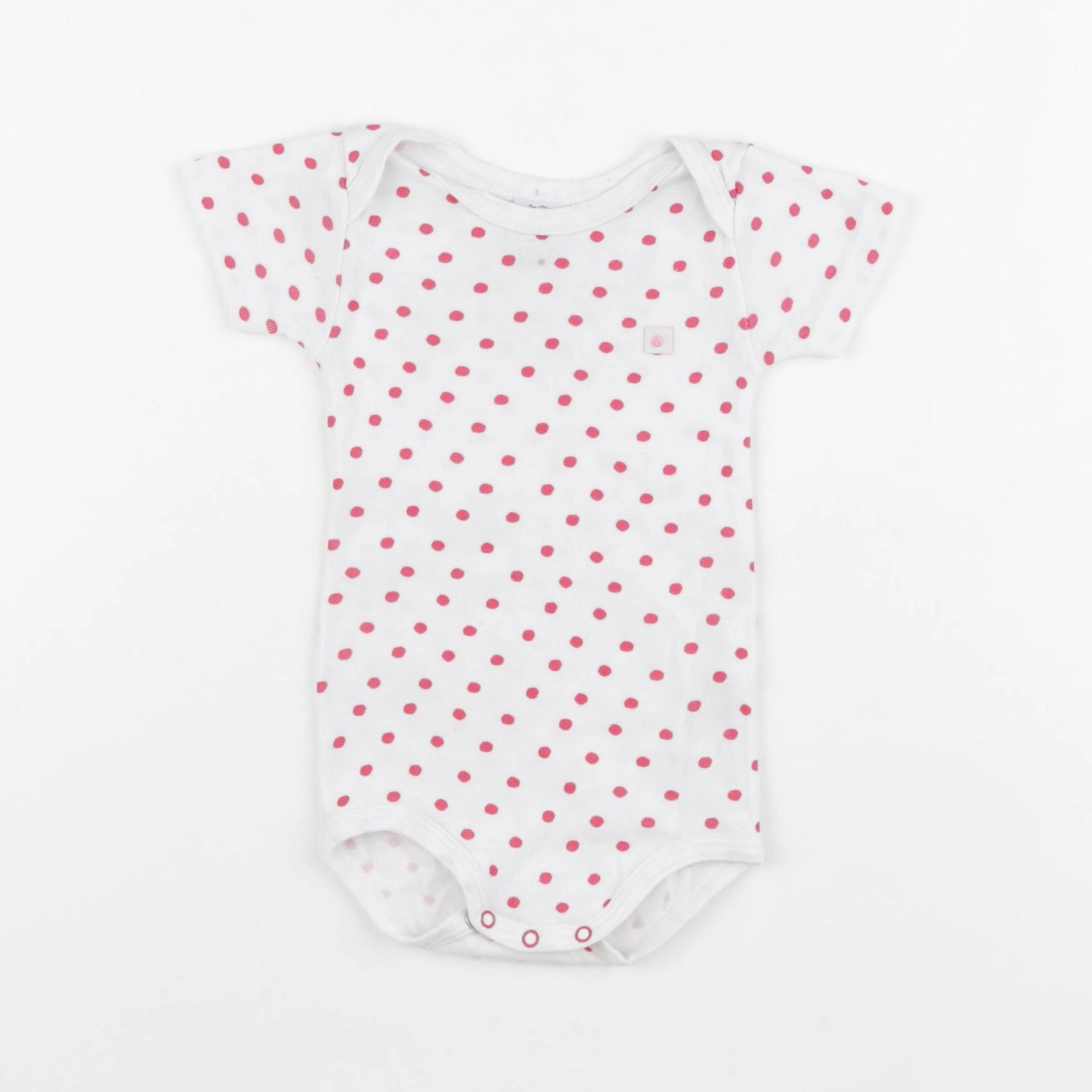Petit Bateau - body blanc, rose - 9 mois