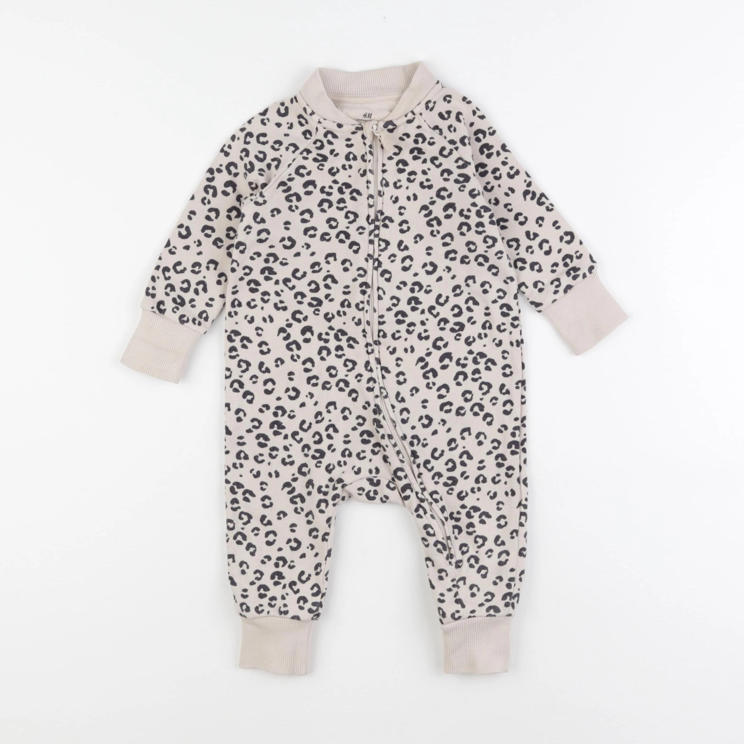 H&M - pyjama coton beige, noir - 3/6 mois