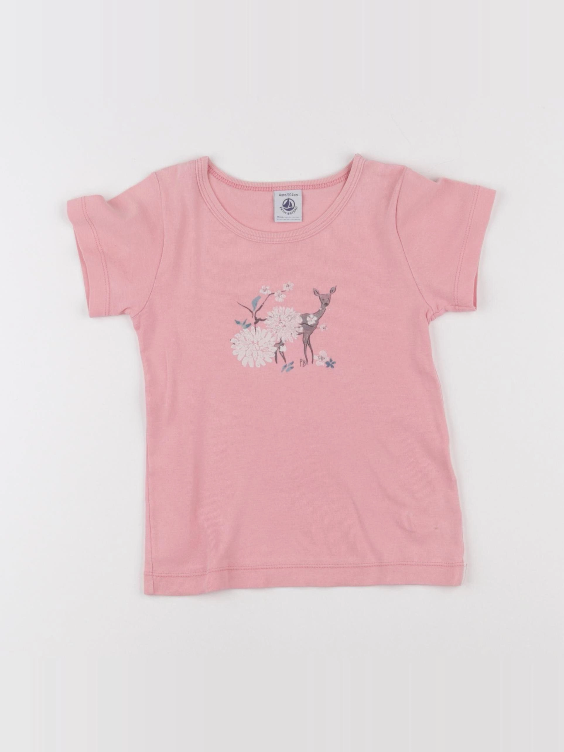 Petit Bateau - tee-shirt rose - 4 ans