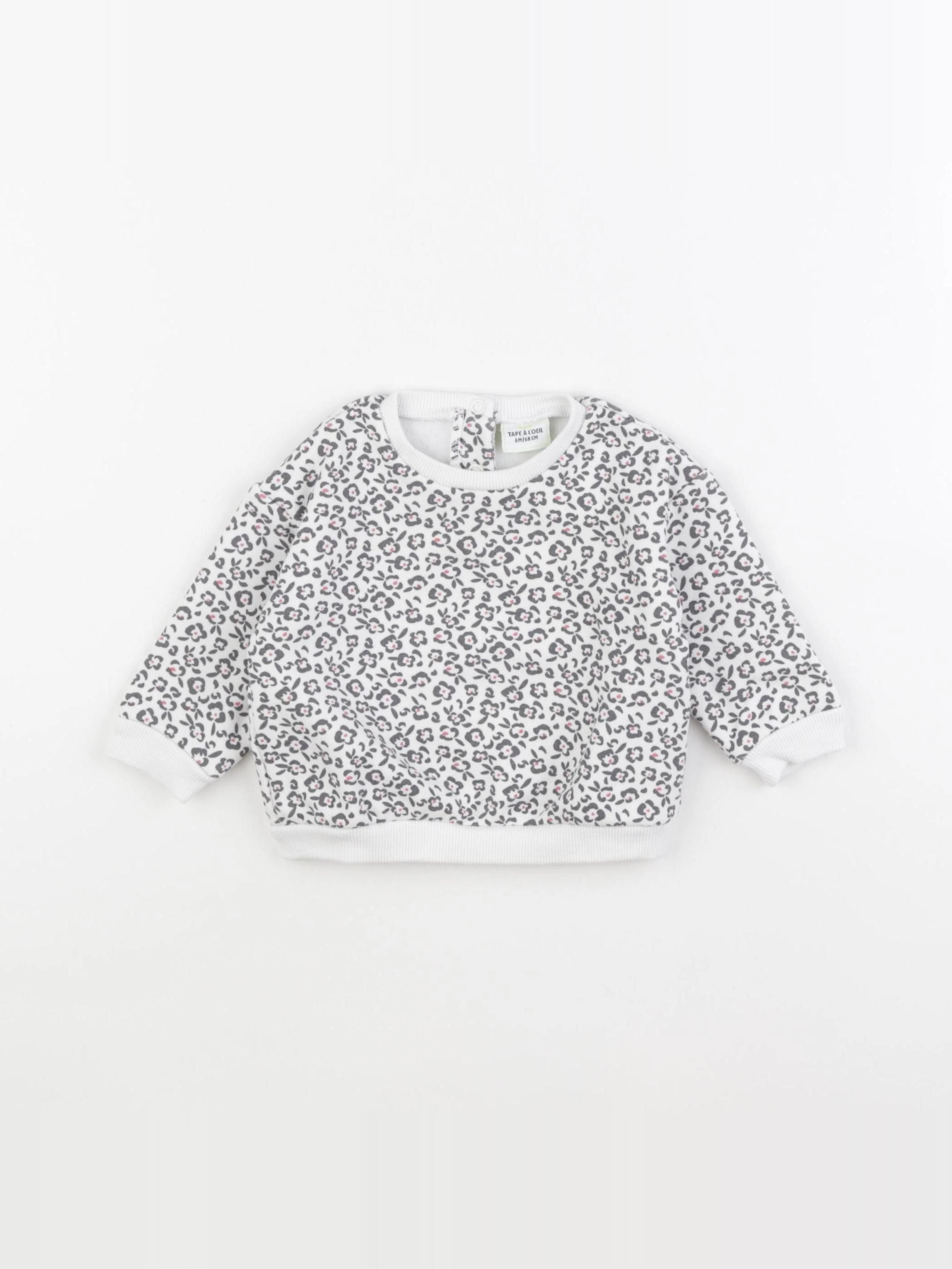 Tape à l'oeil - sweat blanc, gris - 6 mois