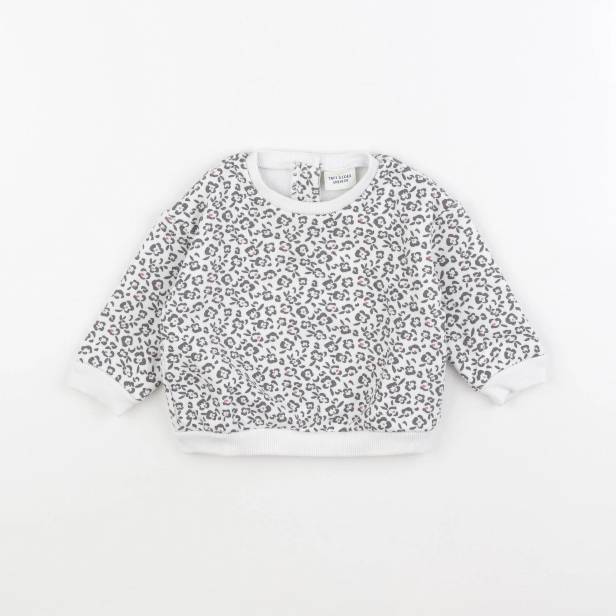 Tape à l'oeil - sweat blanc, gris - 6 mois