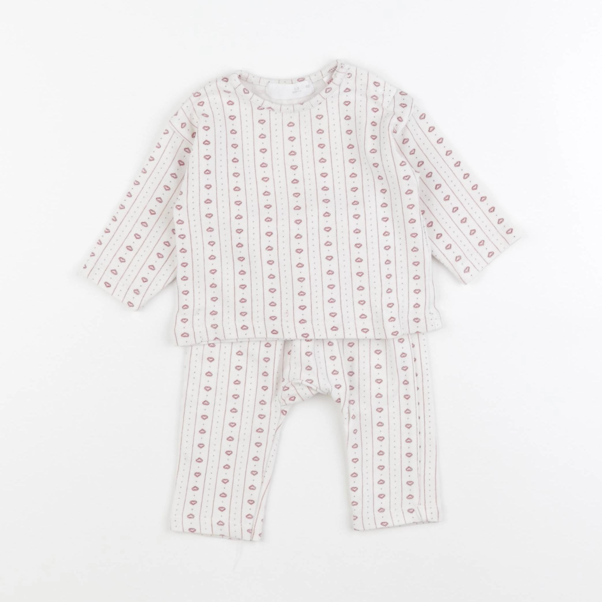 Zara - pyjama coton blanc, rouge - 1/3 mois
