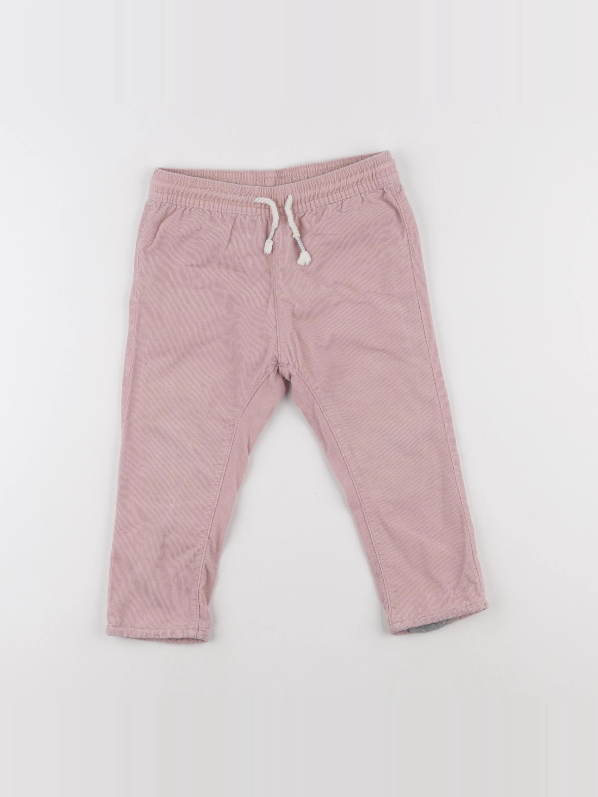 H&M - pantalon doublé rose - 12/18 mois