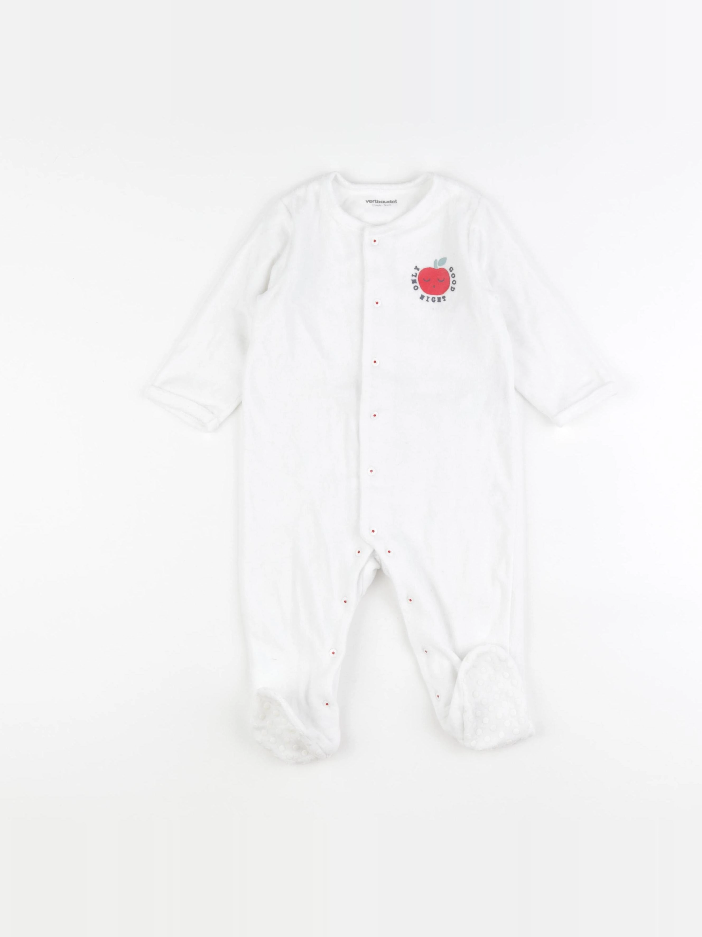 Vertbaudet - pyjama velours blanc - 12 mois