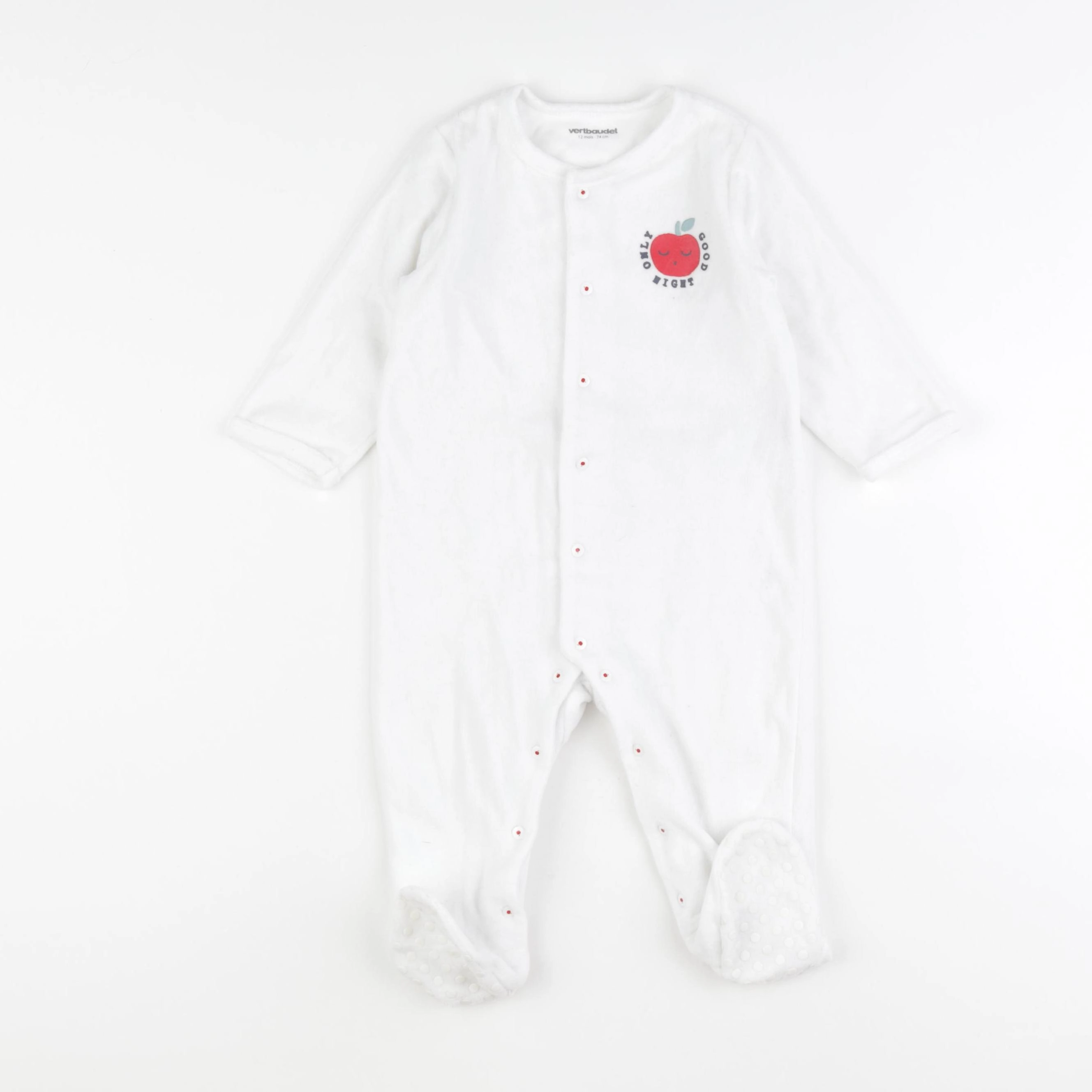 Vertbaudet - pyjama velours blanc - 12 mois