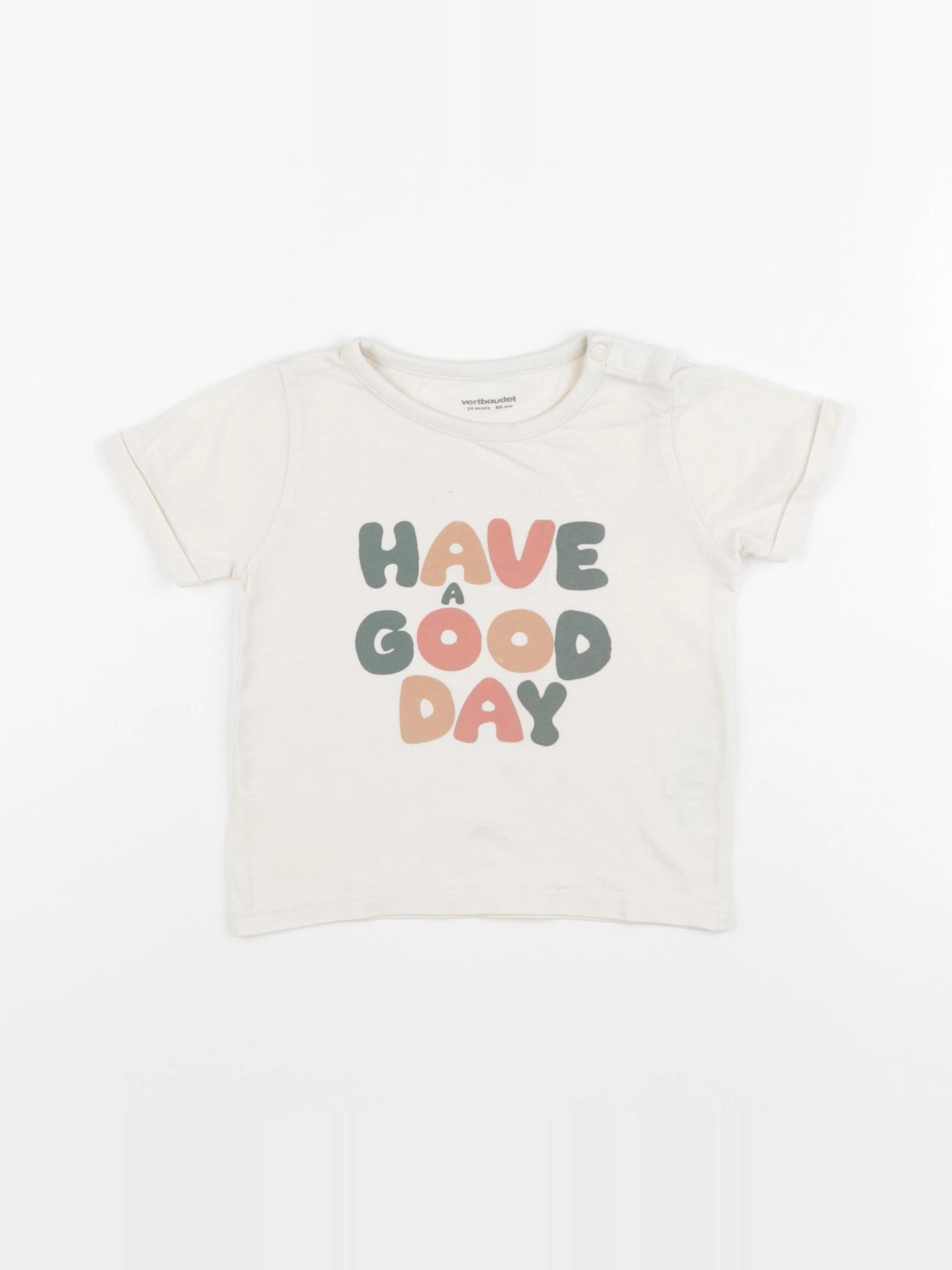 Vertbaudet - tee-shirt beige - 24 mois