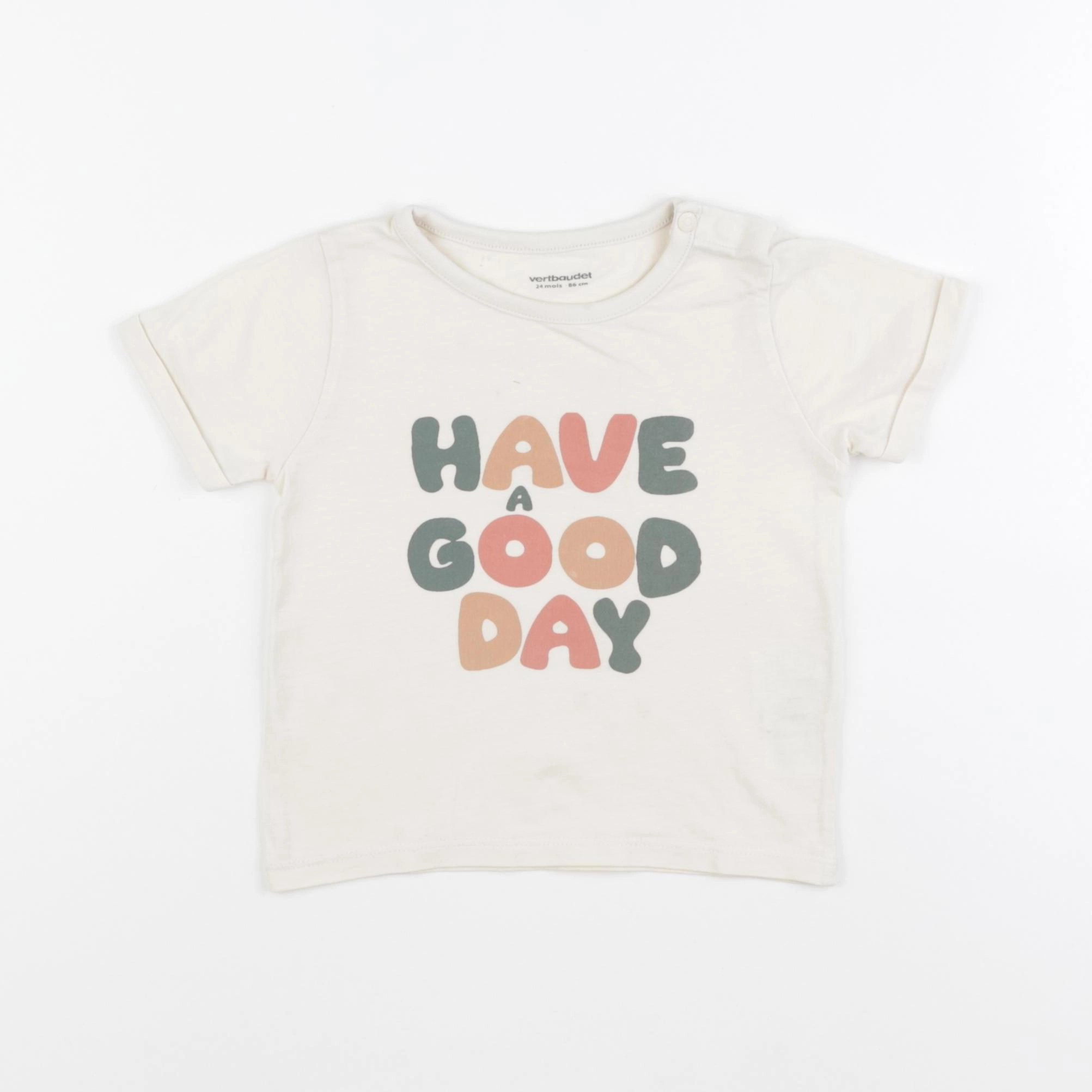 Vertbaudet - tee-shirt beige - 24 mois