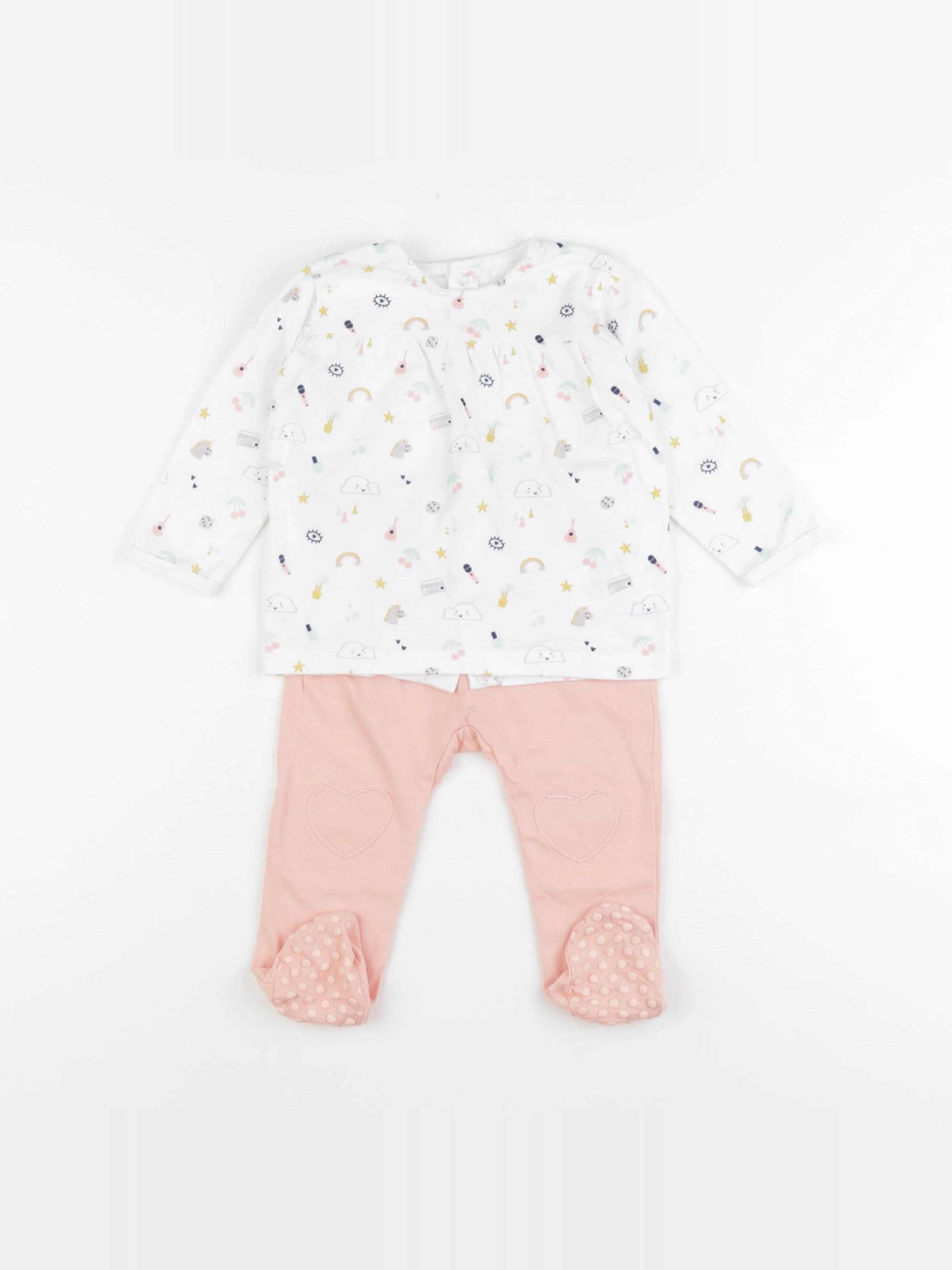 Vertbaudet - pyjama coton blanc - 12 mois